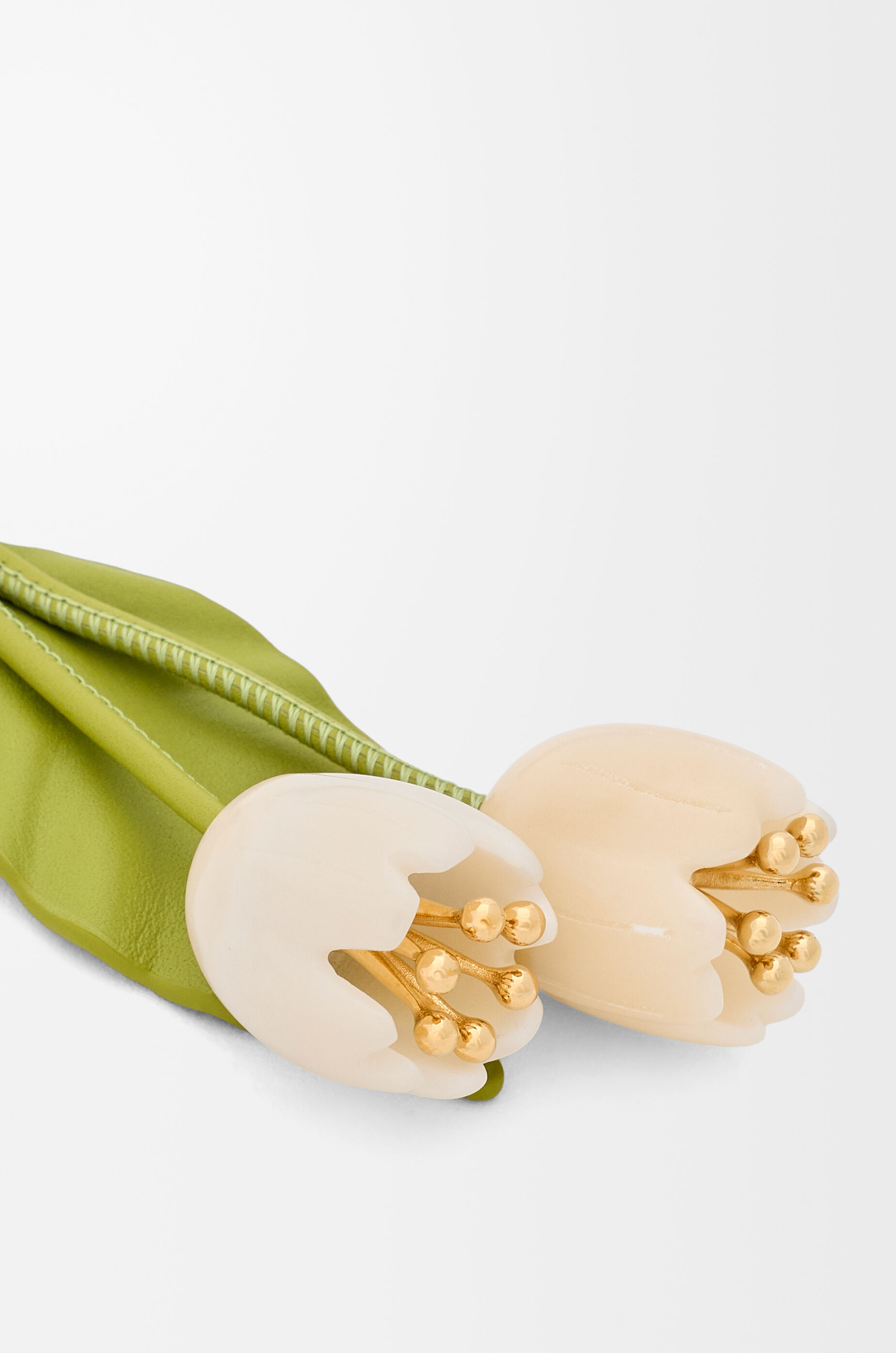 LOEWE Flower charm in classic calfskin White/Green