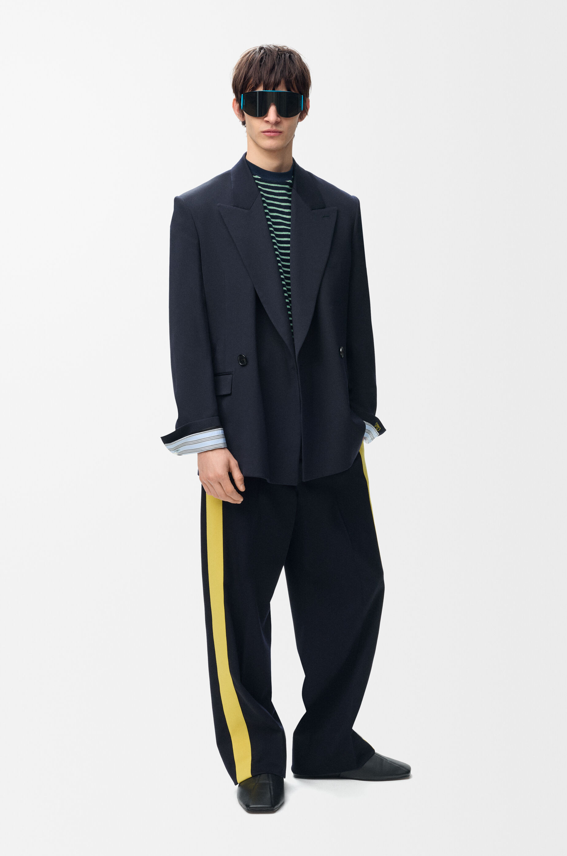 LOEWE Trousers in wool blend Navy/Yellow
