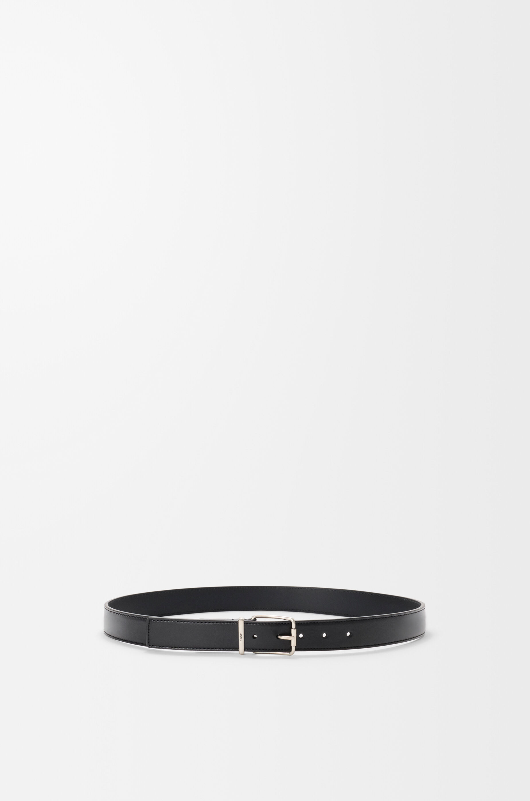 LOEWE Essential belt in shiny sleek calfskin Black/Vintage Palladium