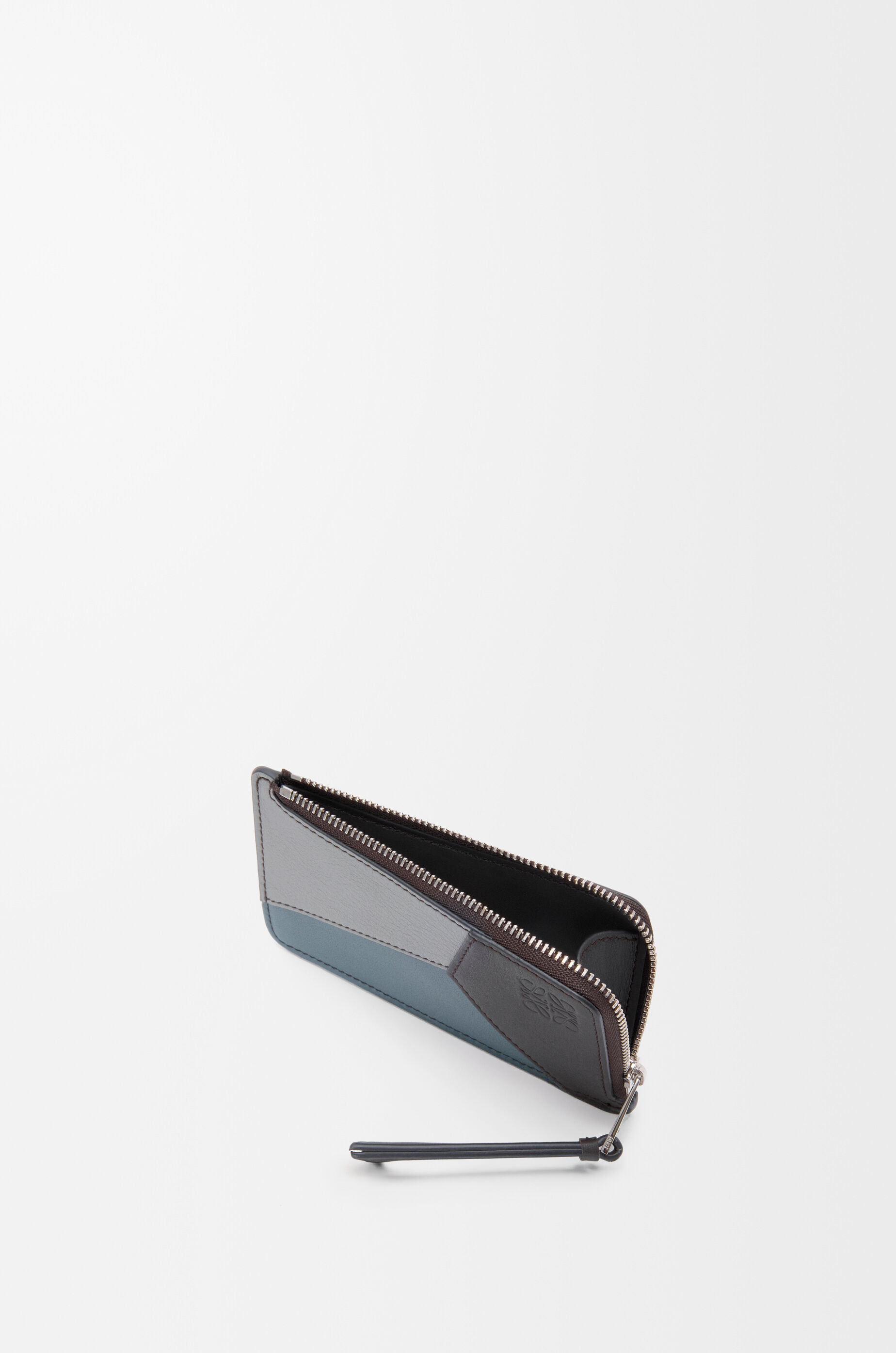 LOEWE Puzzle coin cardholder in classic calfskin Asphalt Grey/Storm Blue