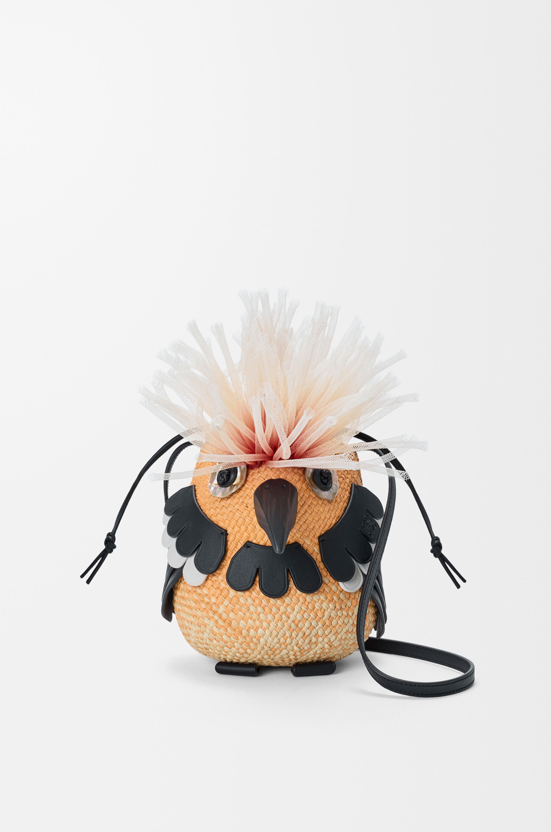 LOEWE Bird bag in iraca palm and calfskin Orange