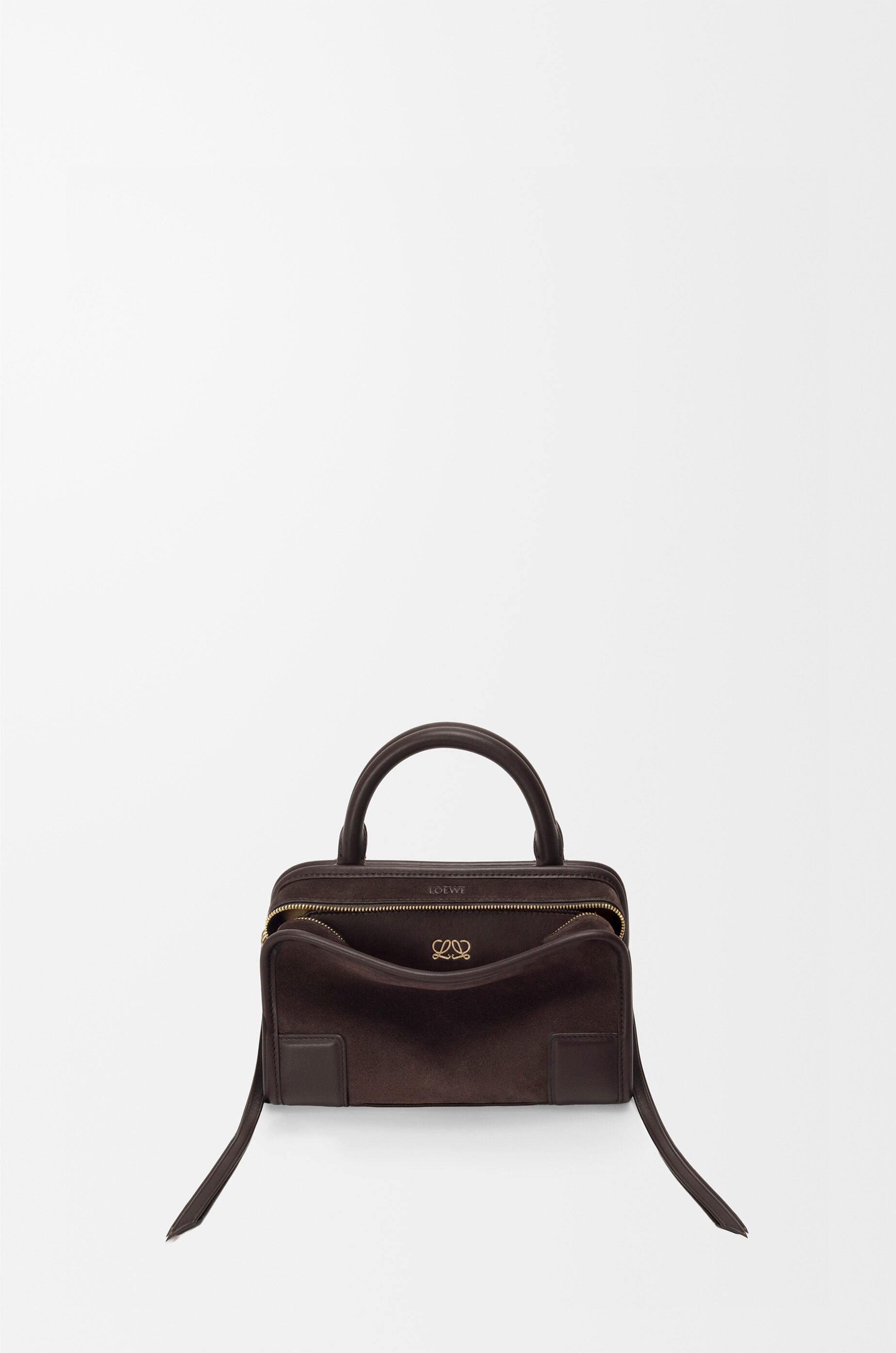 LOEWE Mini Amazona 180 bag in suede Dark Chestnut
