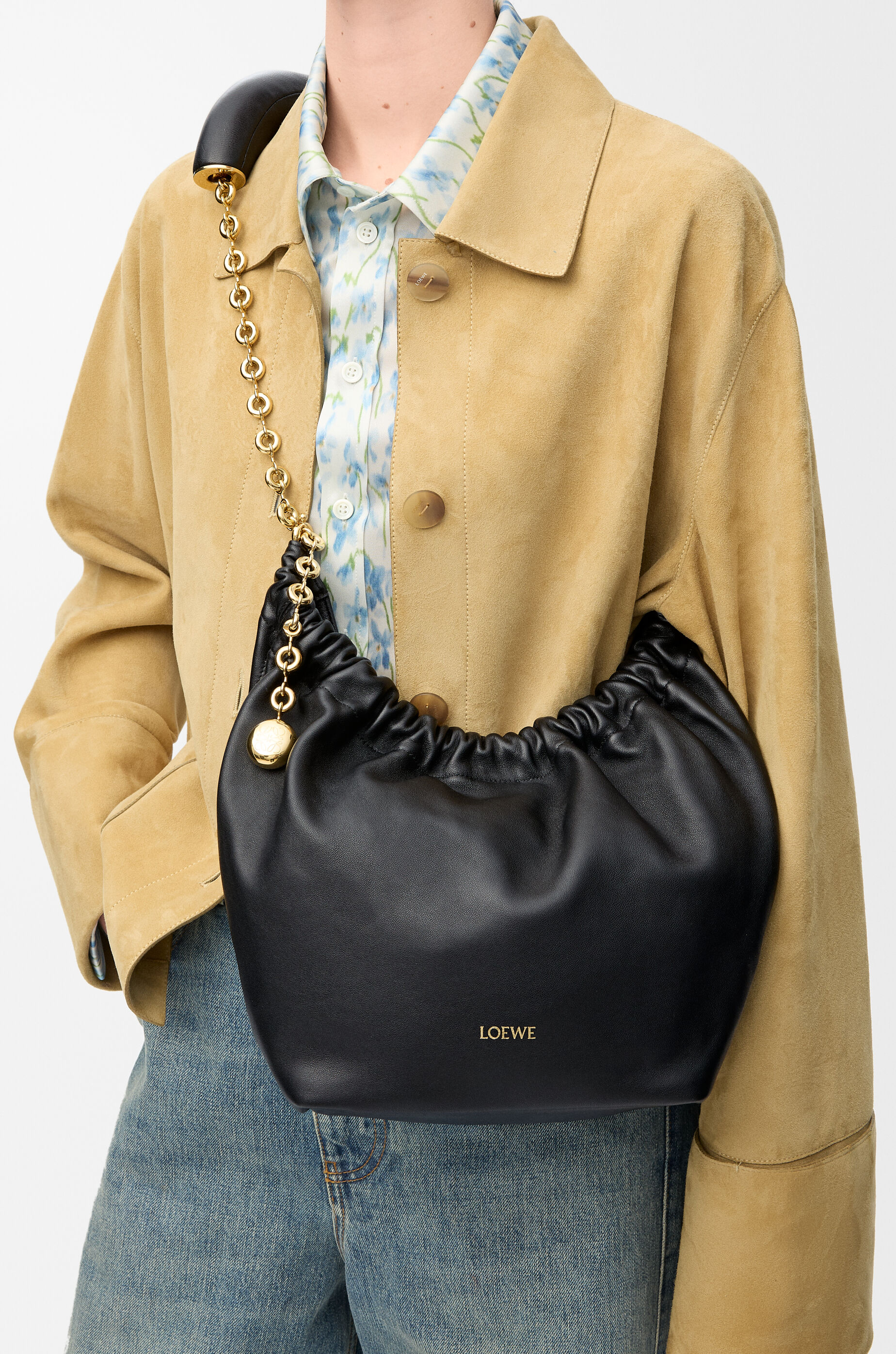 LOEWE Small Squeeze bag in mellow nappa lambskin Black