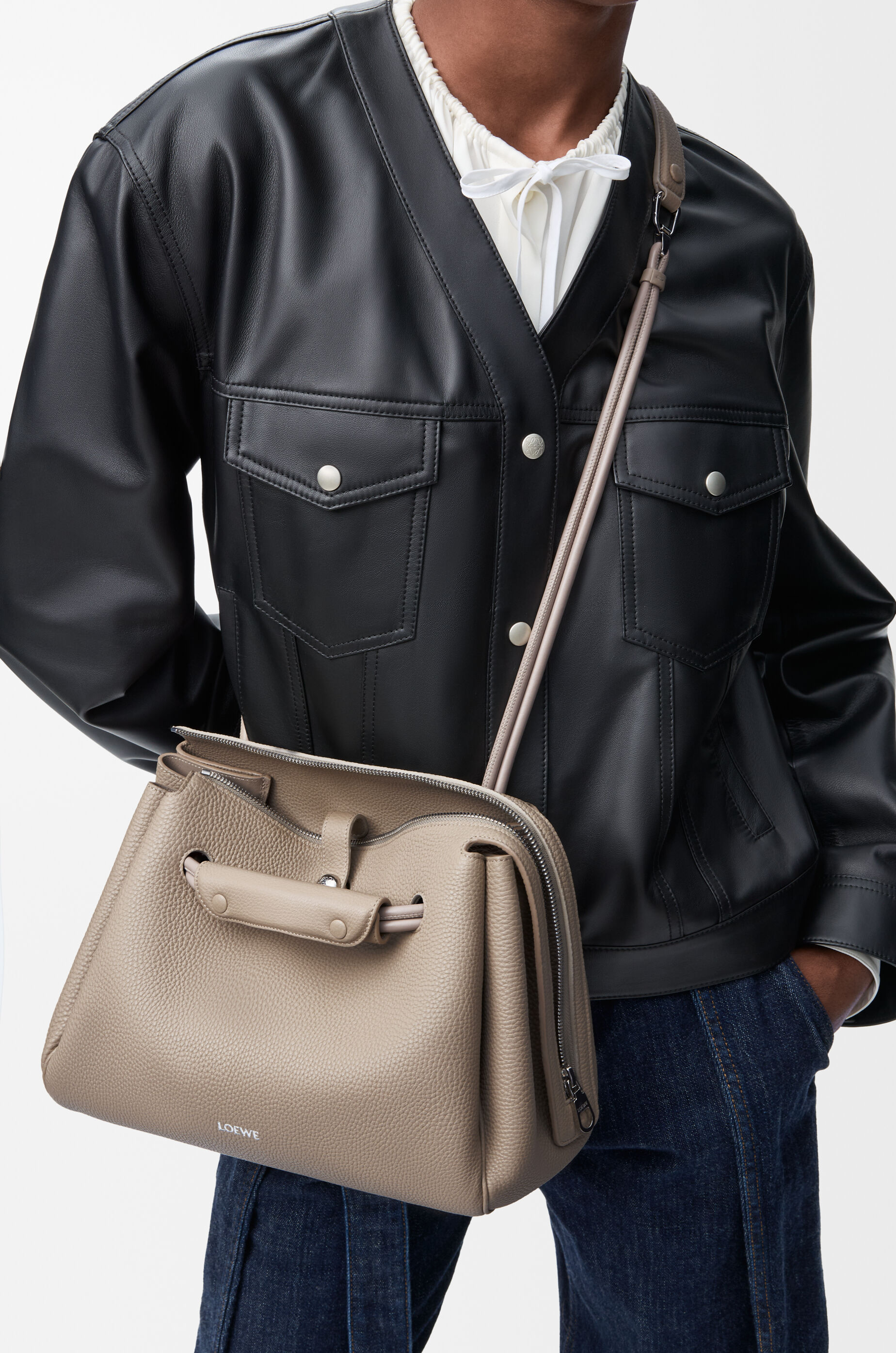 LOEWE Medium Madrid bag in supple grained calfskin Clay