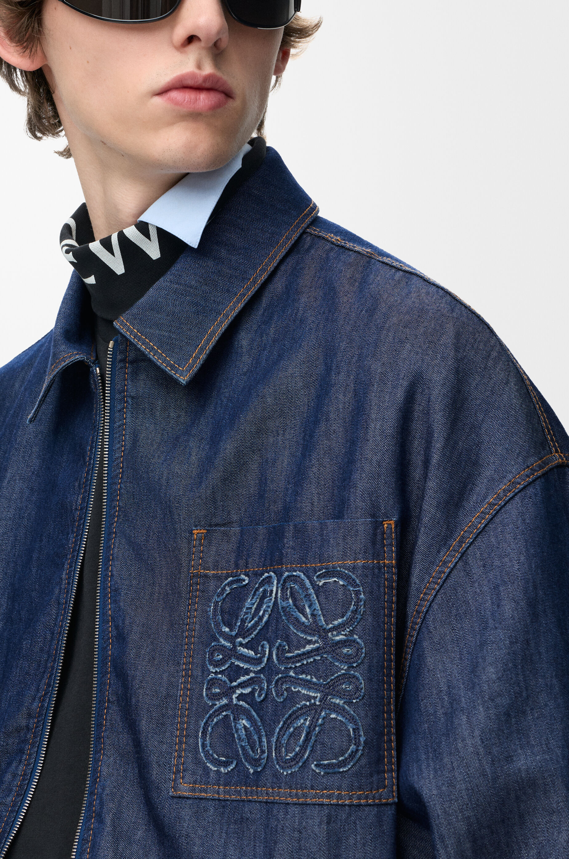 LOEWE Zip-up jacket in cotton Denim Blue