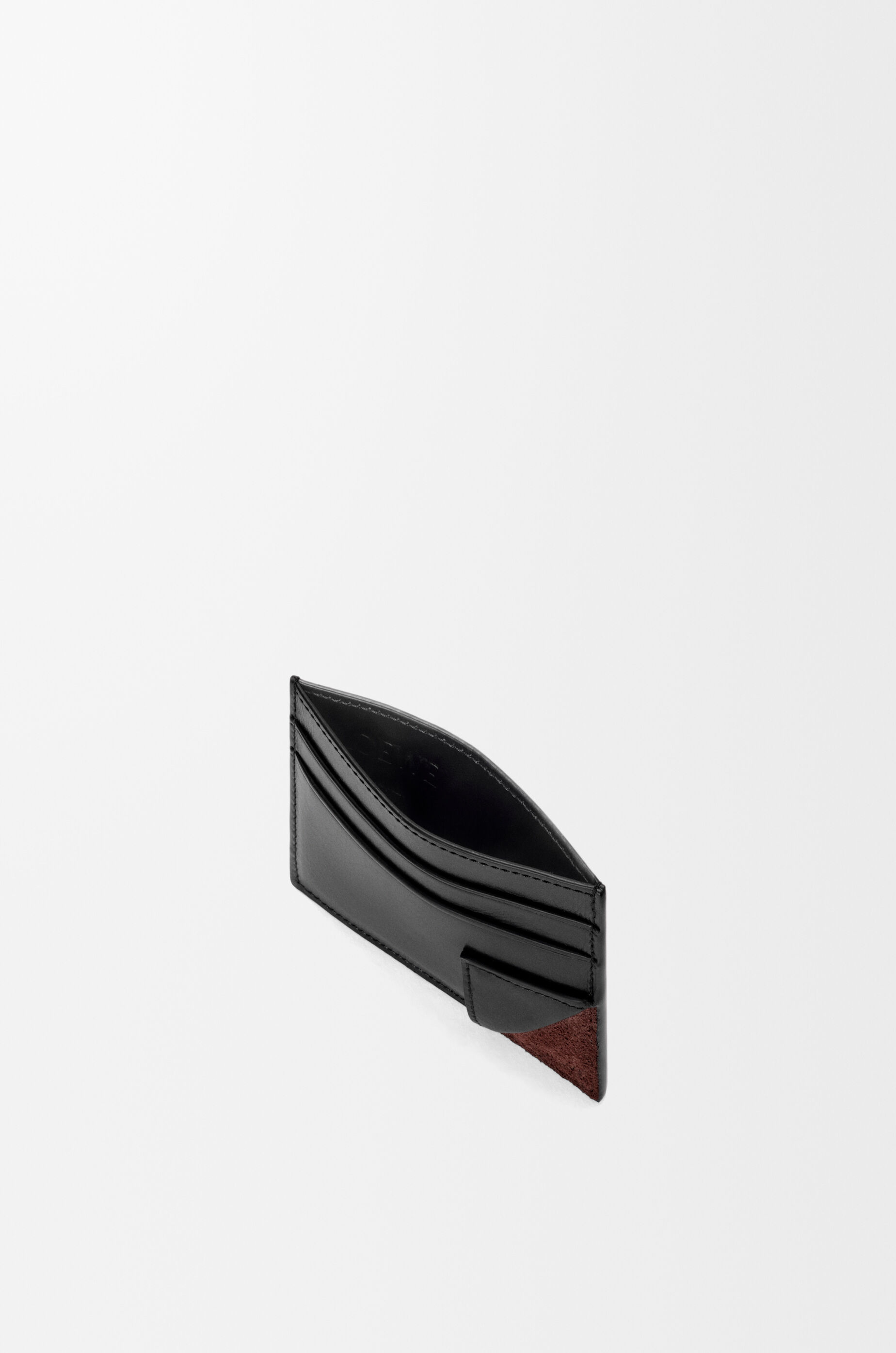 LOEWE Switch plain cardholder in supple grained calfskin and suede Black/Espresso