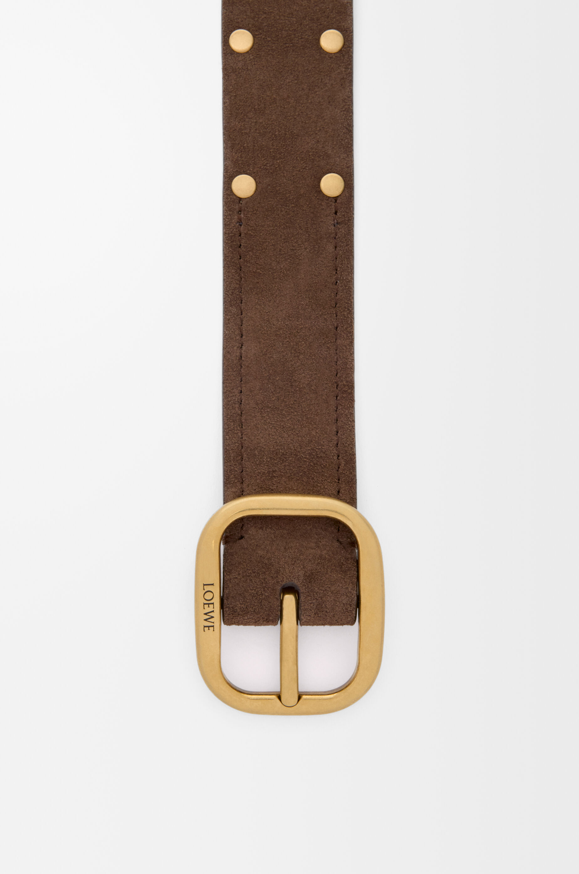 LOEWE Rounded soft belt in suede calfskin Wood/Vintage Gold