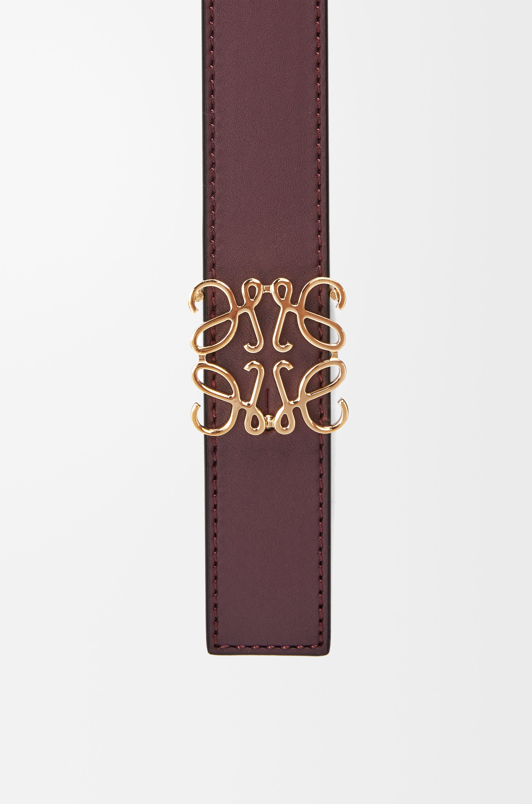 LOEWE Reversible Anagram belt in smooth calfskin Burgundy/Gold