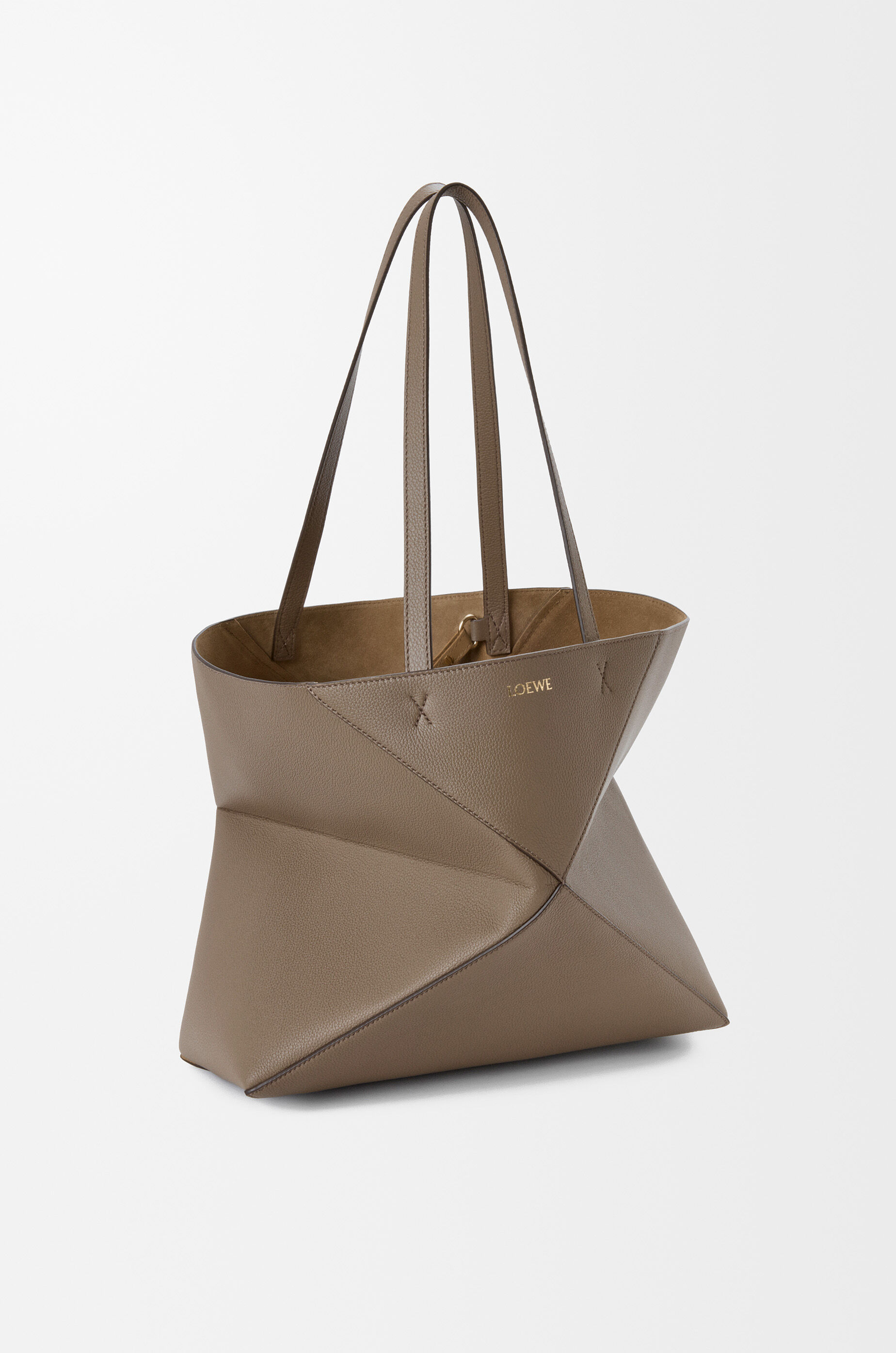 LOEWE Medium horizontal Puzzle Fold tote in soft grained calfskin Taupe