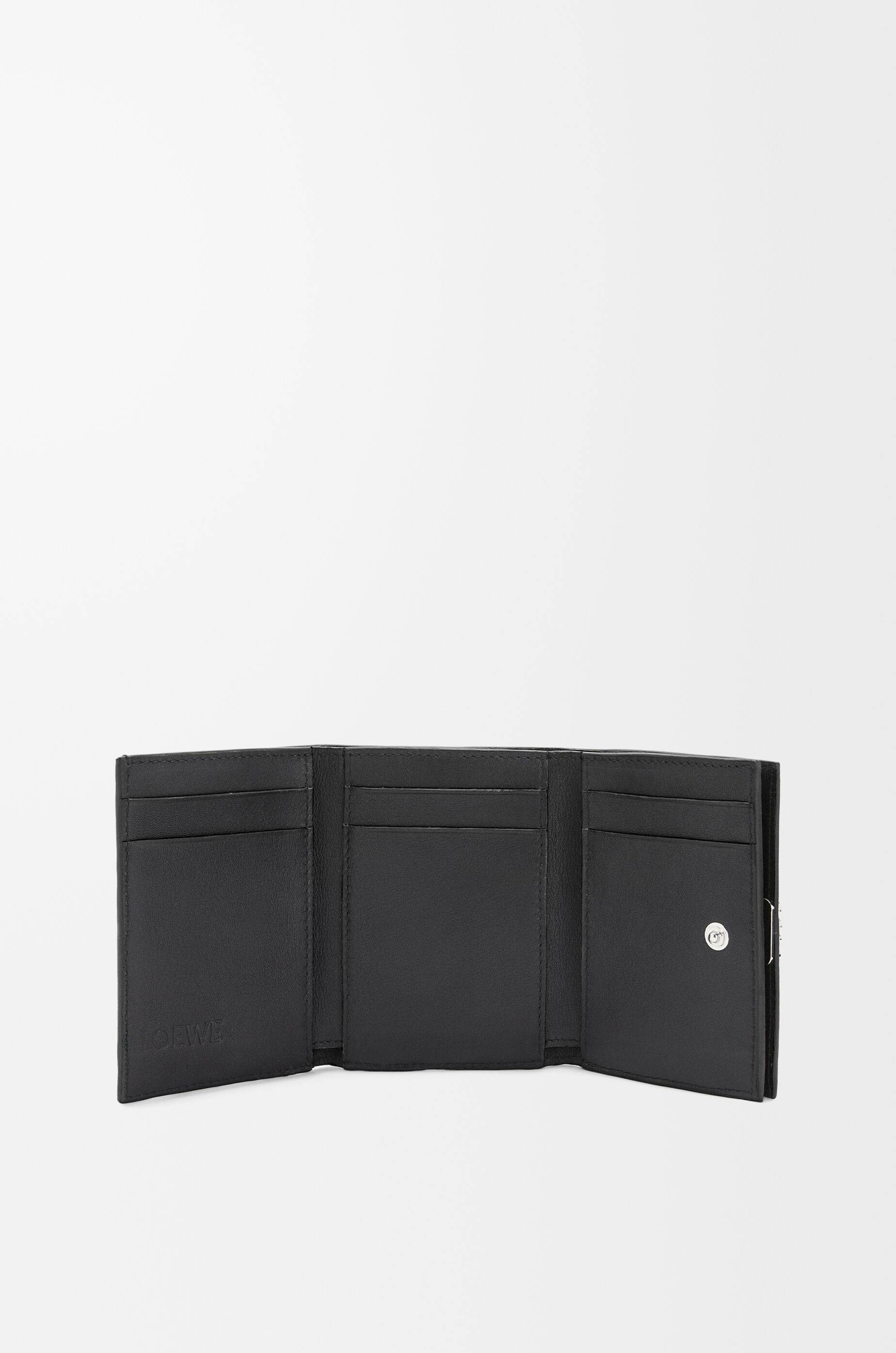 LOEWE Anagram trifold wallet in pebble grained calfskin Black