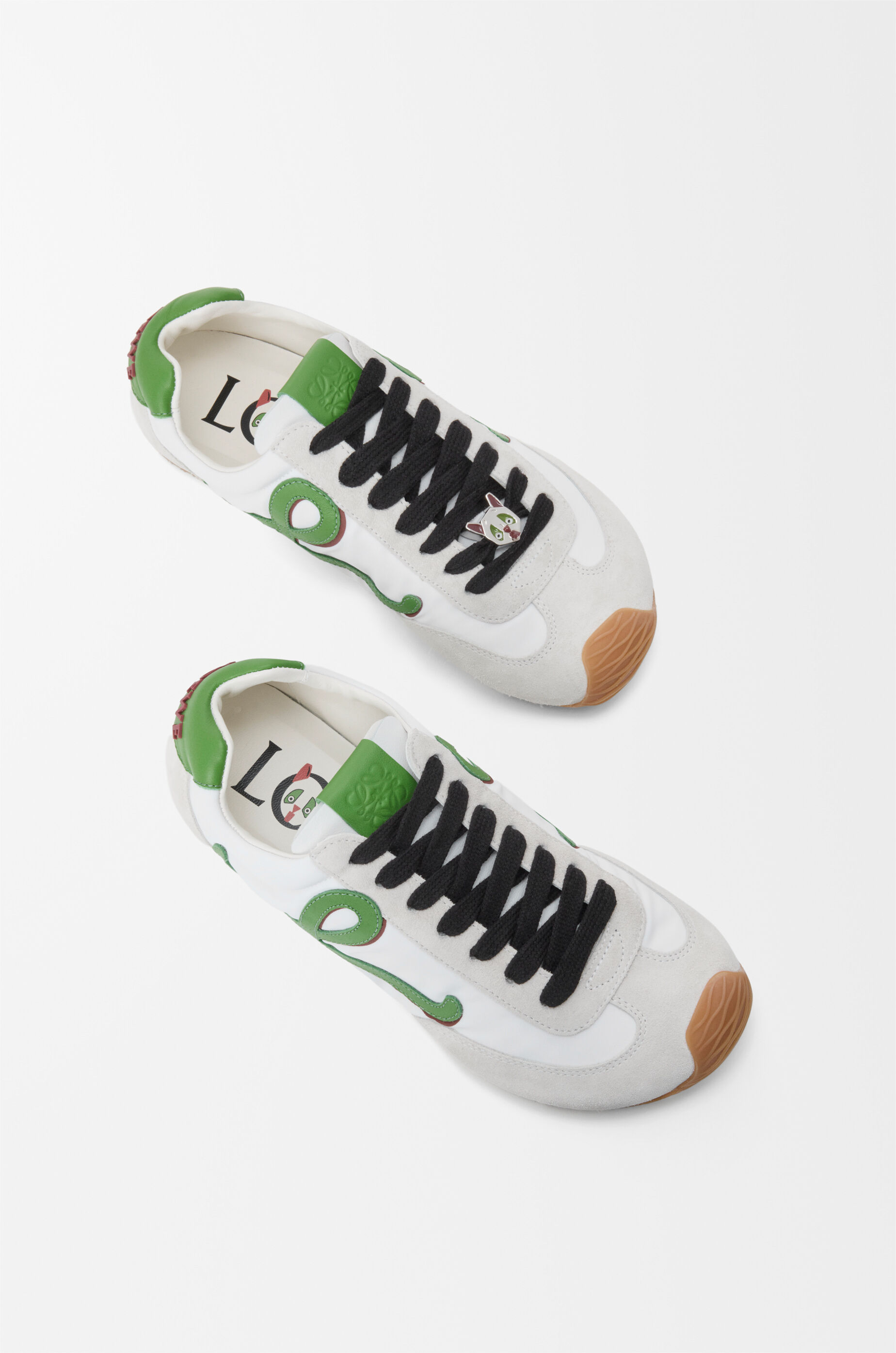 LOEWE Ballet Runner 2.0 in nylon and calfskin White/Grass Green/Dark Orang