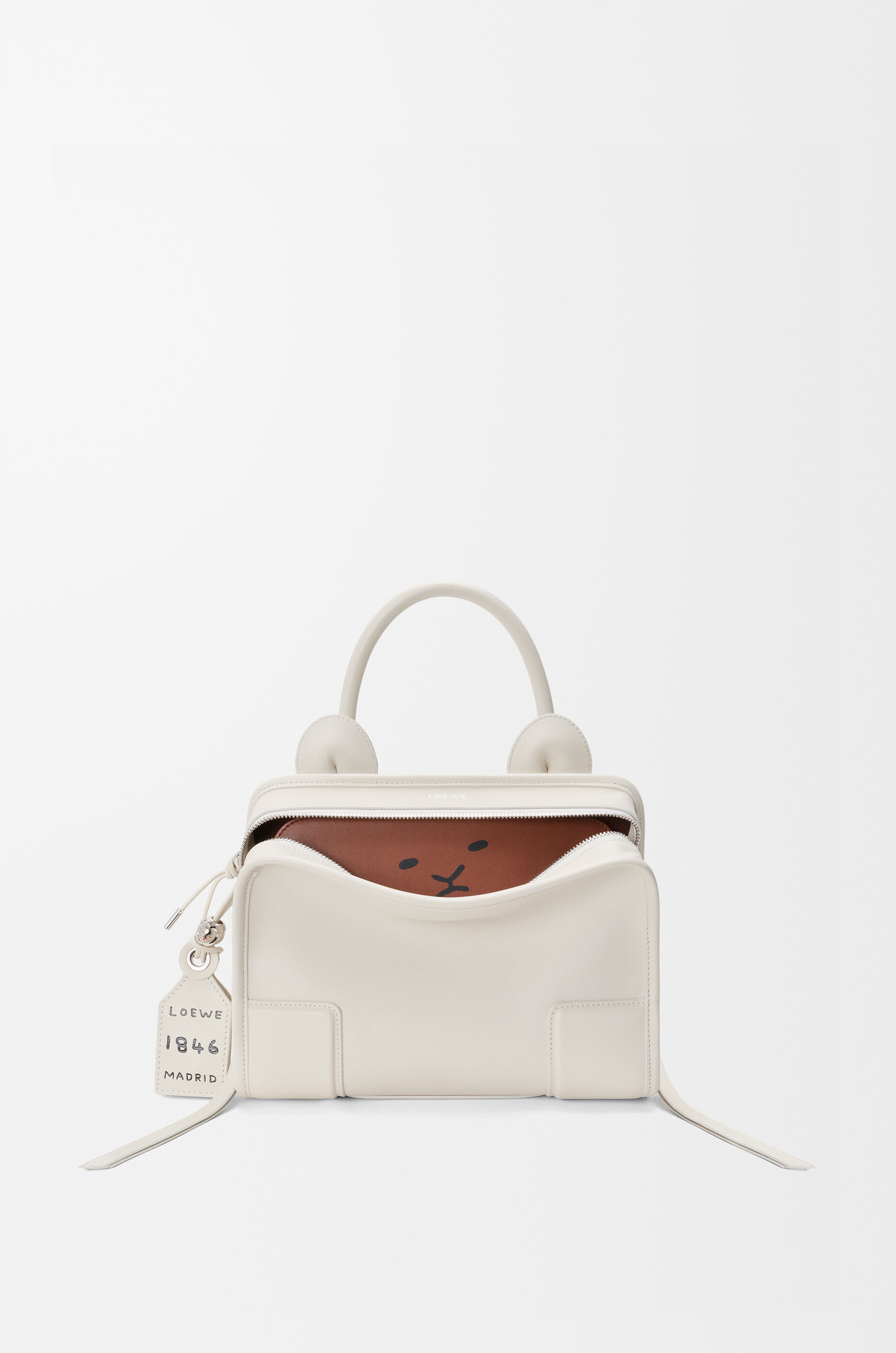 LOEWE Small Lion Intarsio Amazona 180 bag in calfskin Soft White