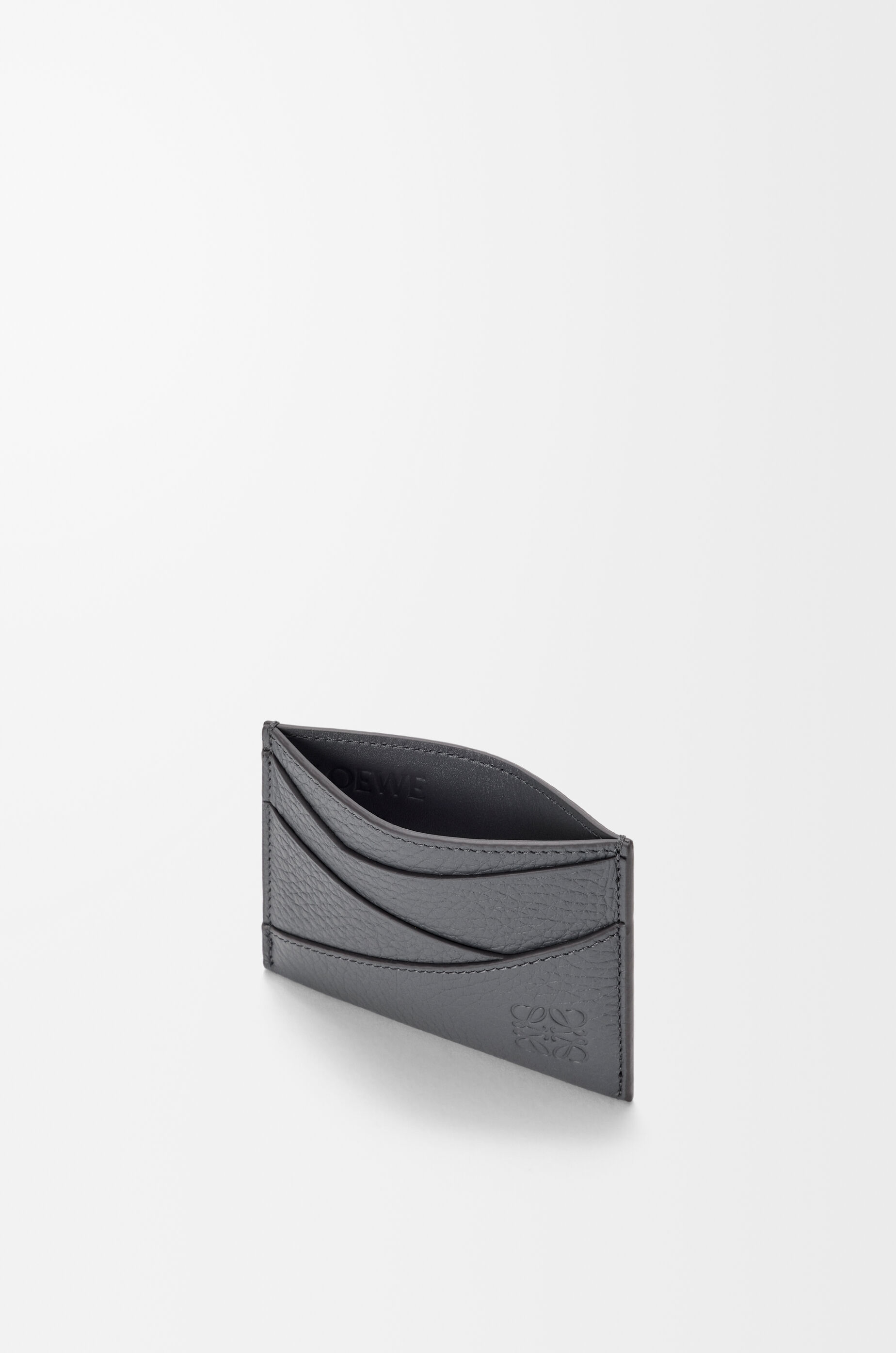 LOEWE Puzzle plain cardholder in supple grained calfskin Blue Grey