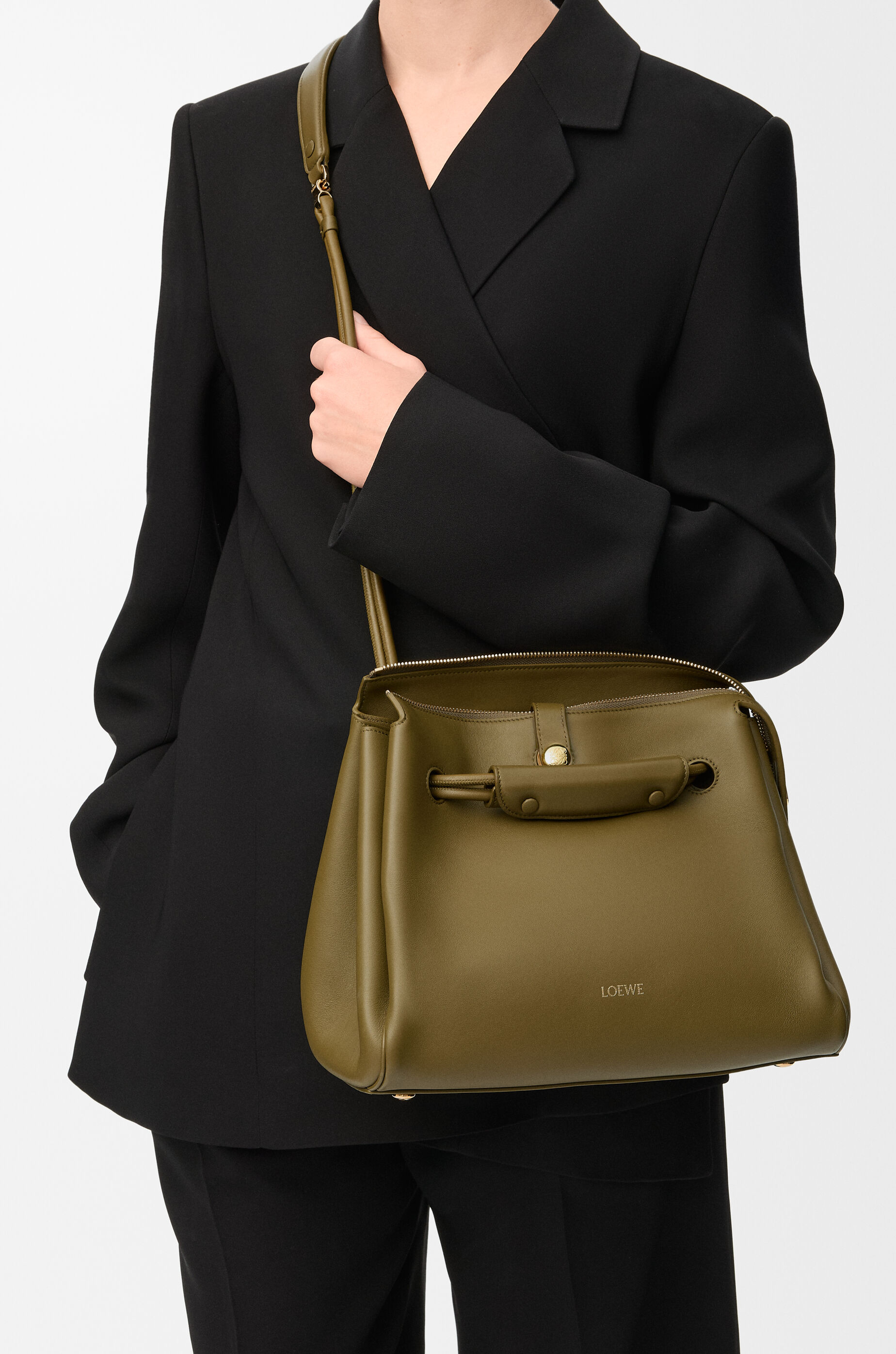 LOEWE Medium Madrid bag in supple calfskin Olive