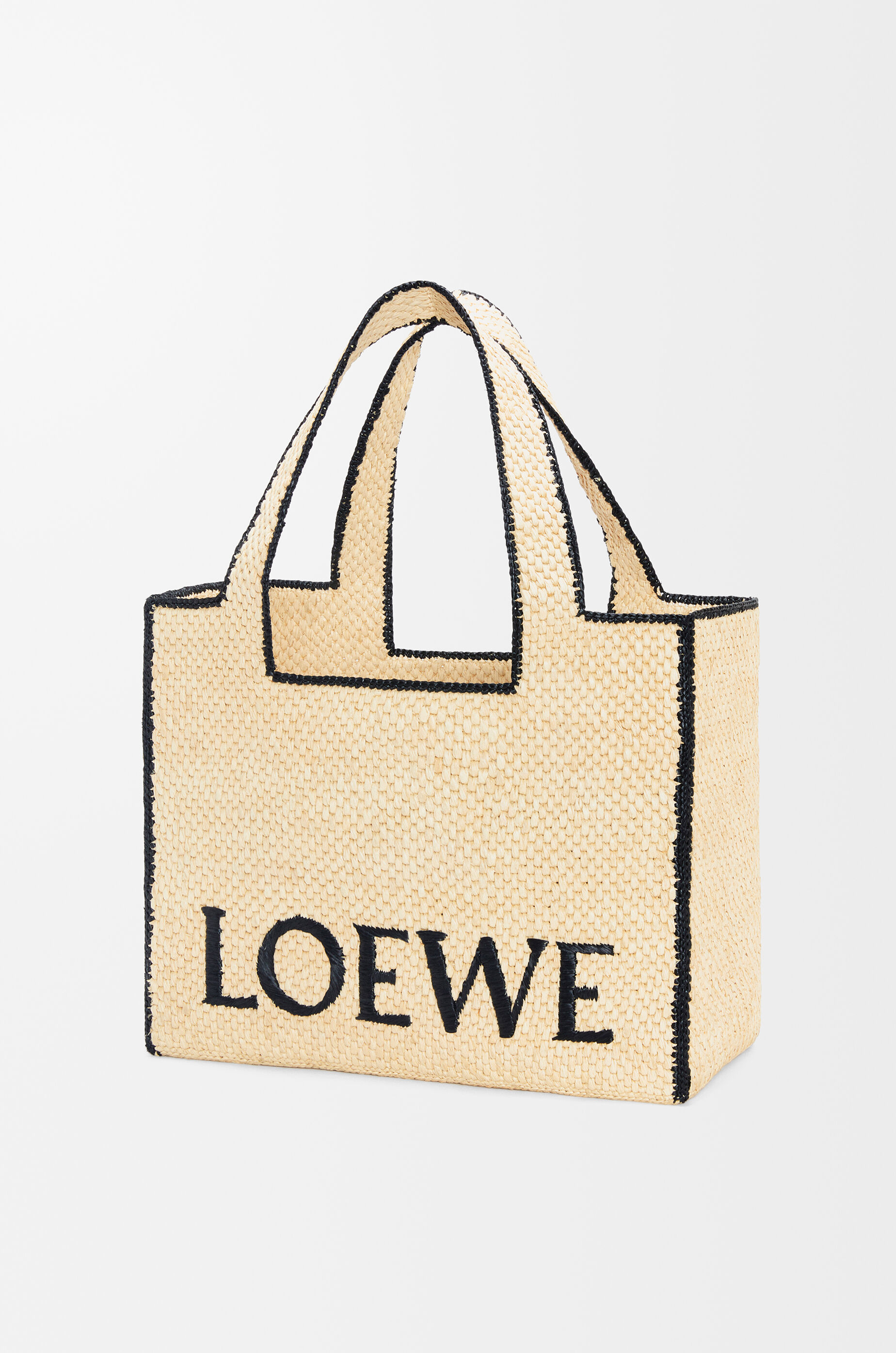 LOEWE Large LOEWE Font tote in raffia Natural