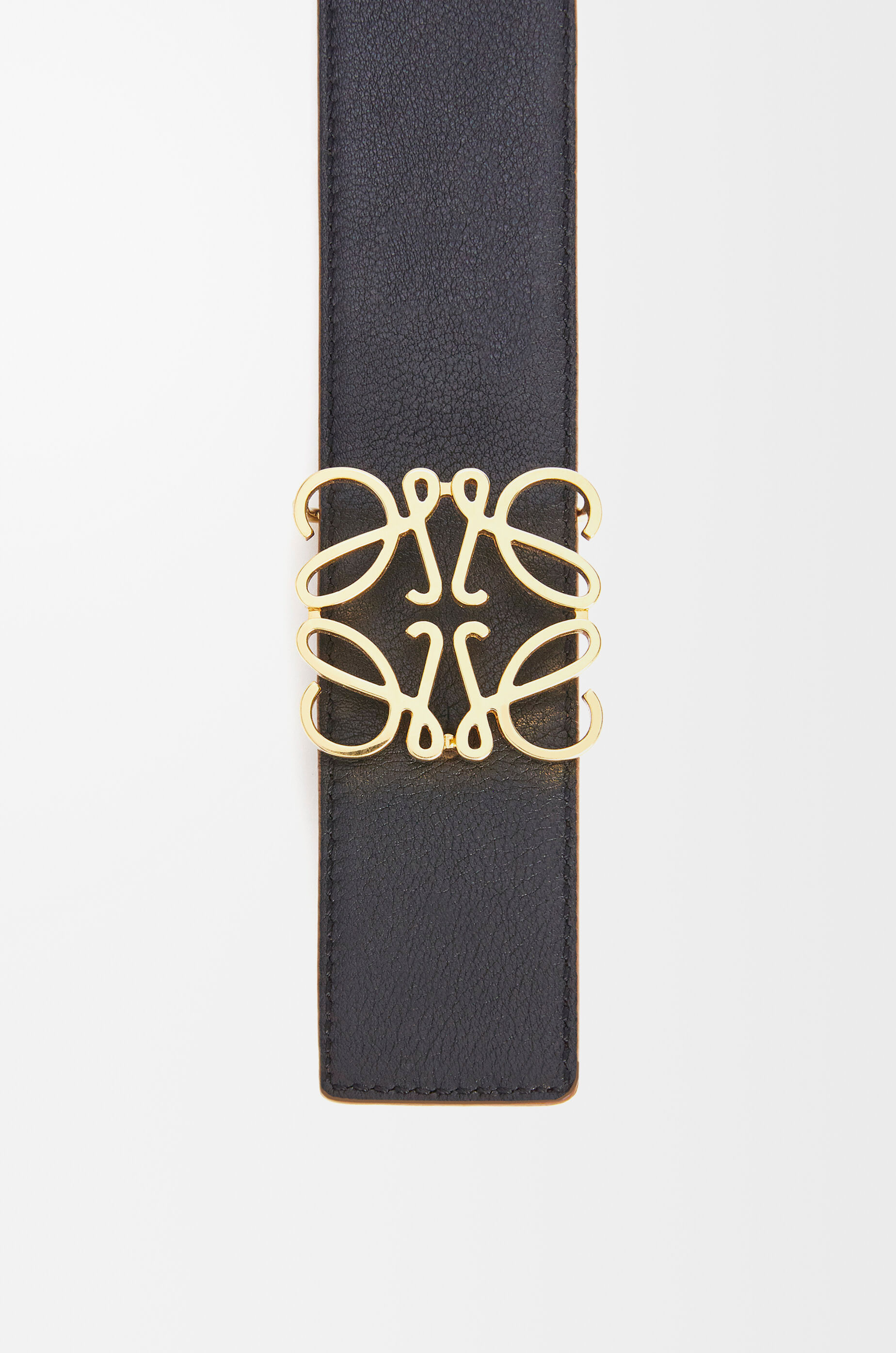 LOEWE Reversible Anagram belt in smooth calfskin Tan/Black/Gold