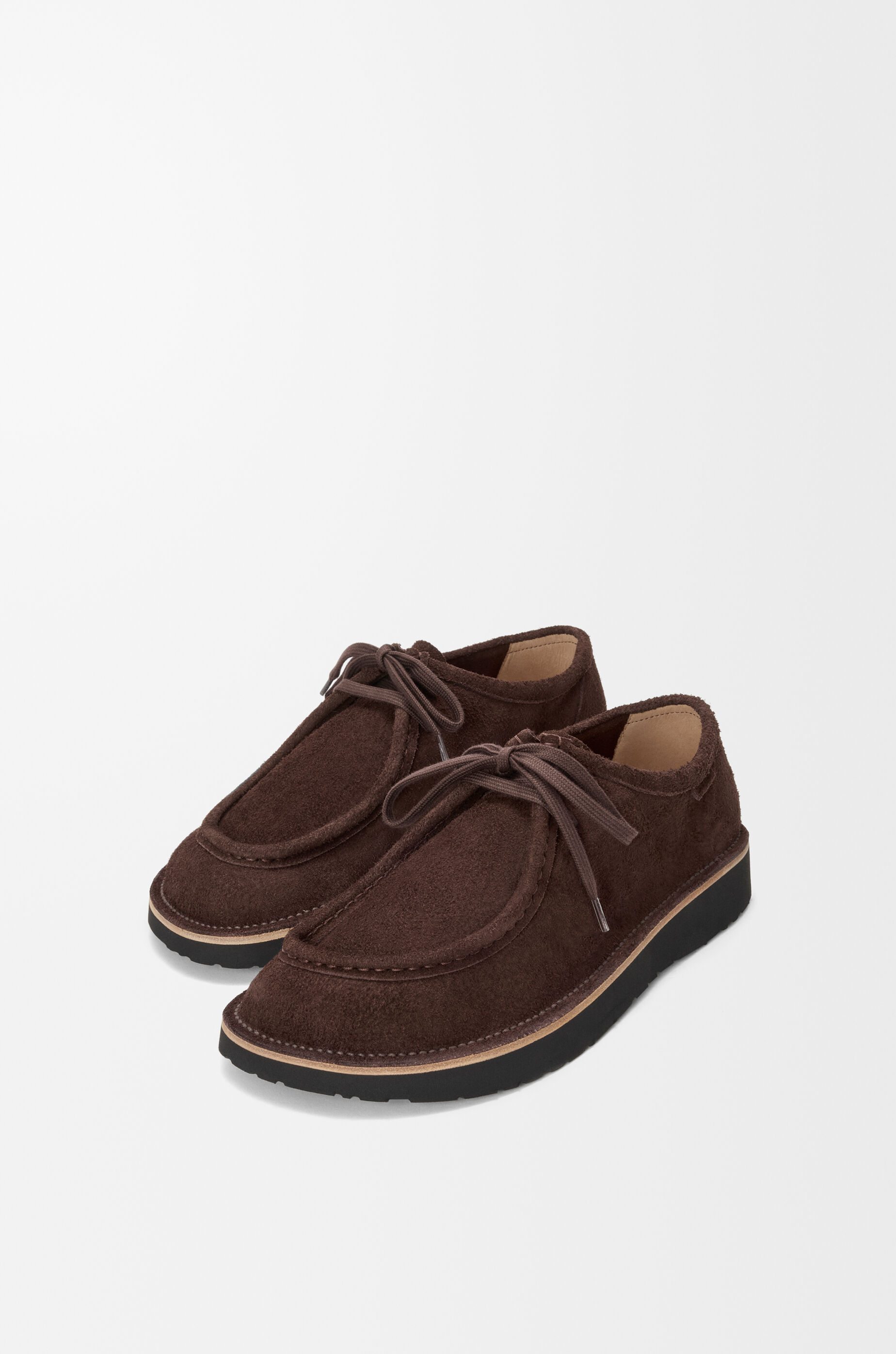 LOEWE Faro lace-up in suede calfskin Dark Brown