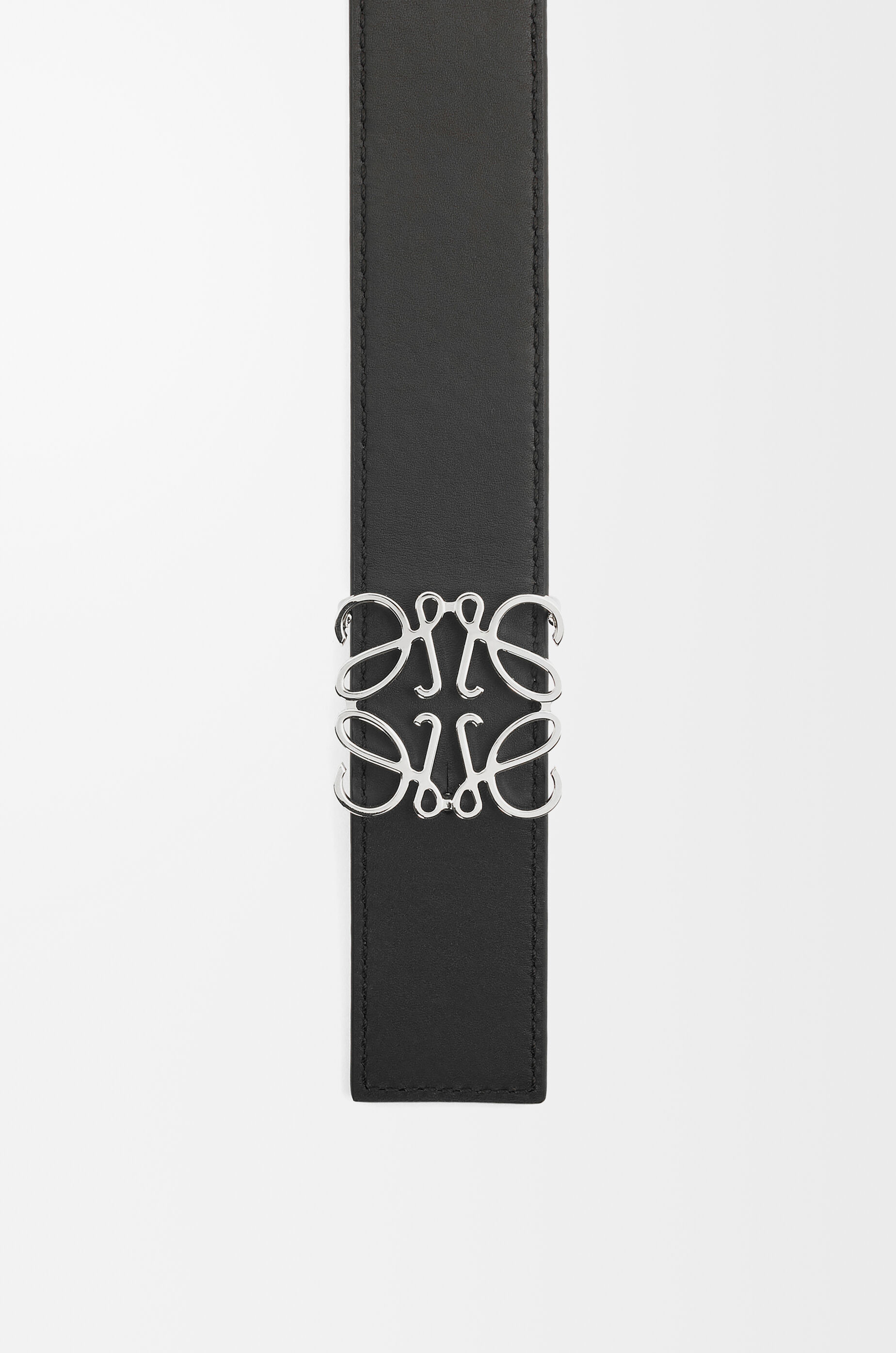LOEWE Reversible Anagram belt in smooth calfskin Black/Tan/Palladium