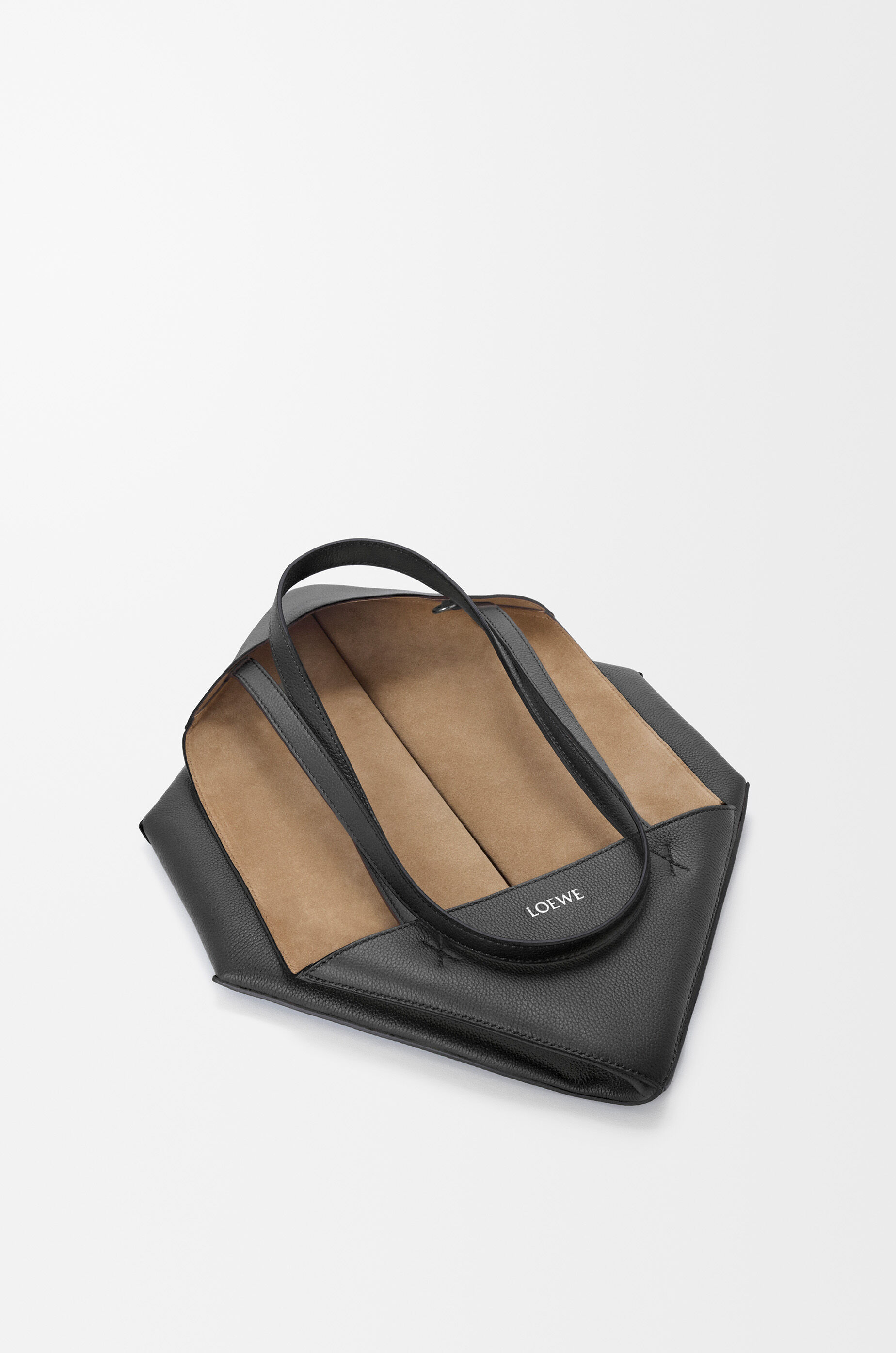 LOEWE Medium horizontal Puzzle Fold tote in soft grained calfskin Black