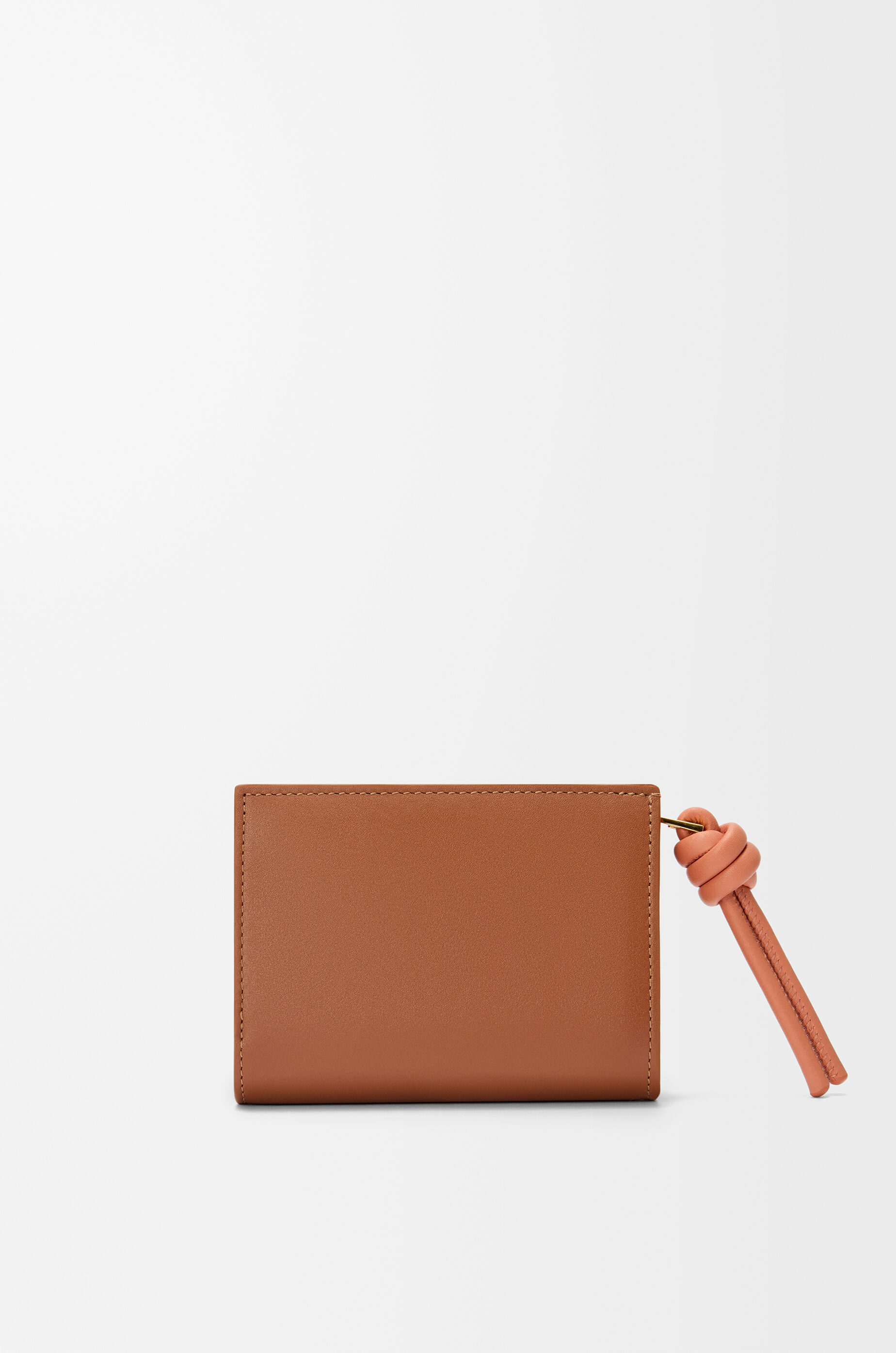 LOEWE Knot compact wallet in shiny nappa calfskin Tan/Papaya