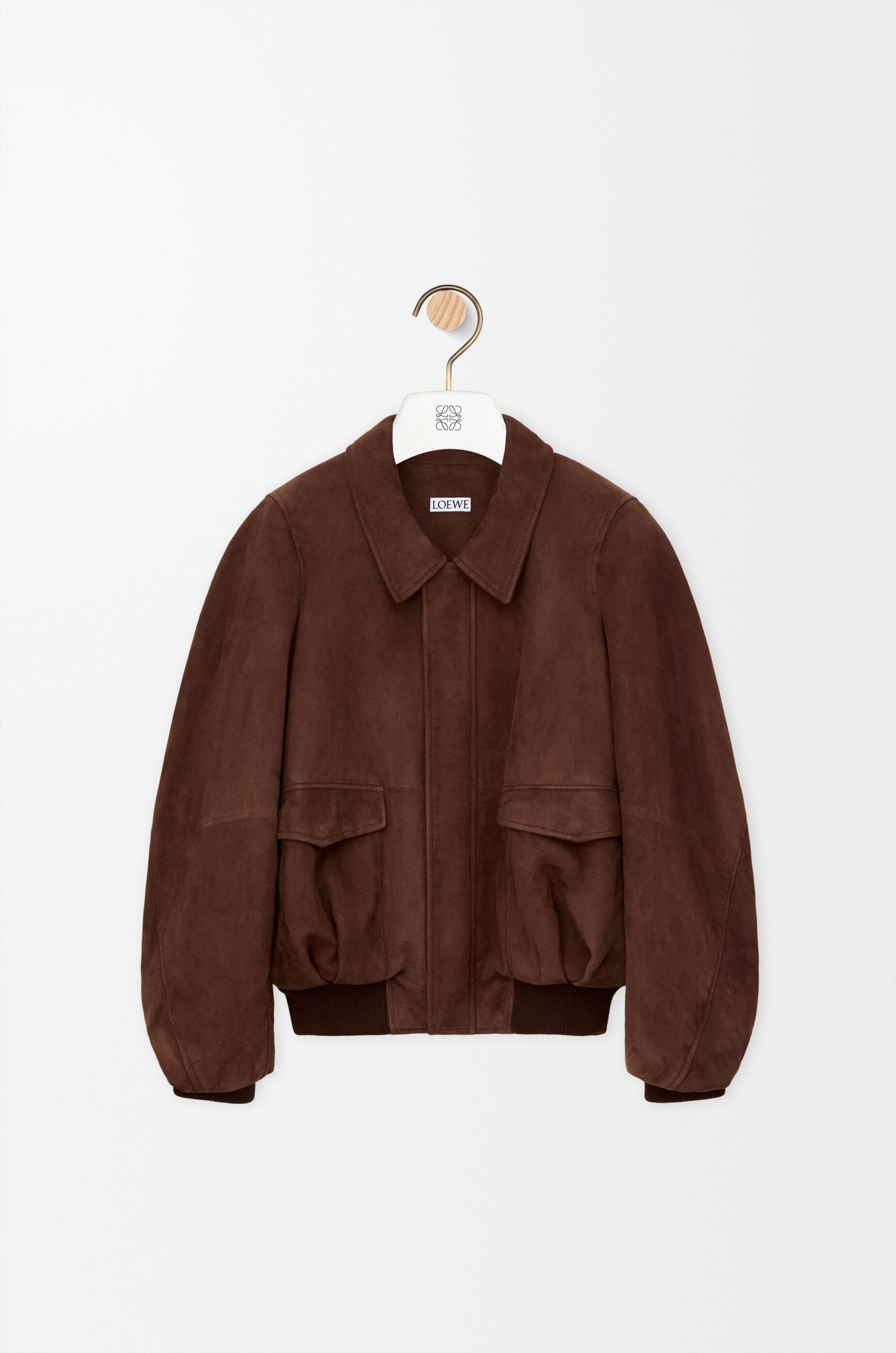 LOEWE Bomber jacket in suede goatskin Dark Brown