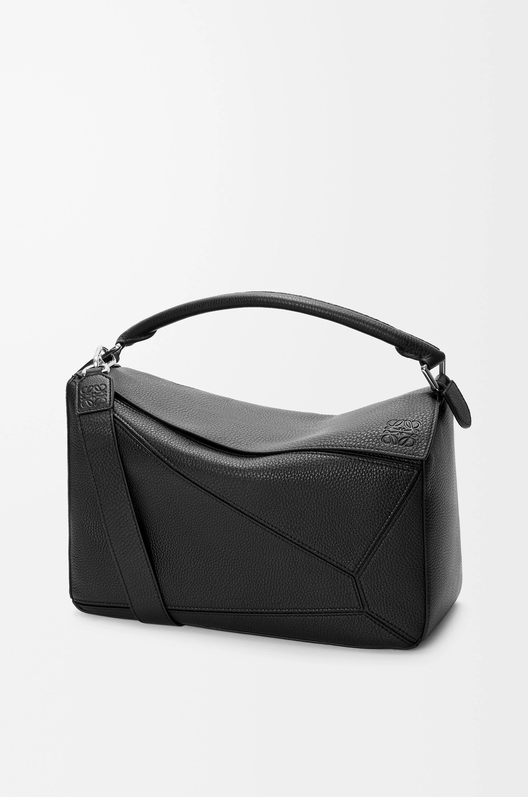 LOEWE Large Puzzle bag in supple grained calfskin Black