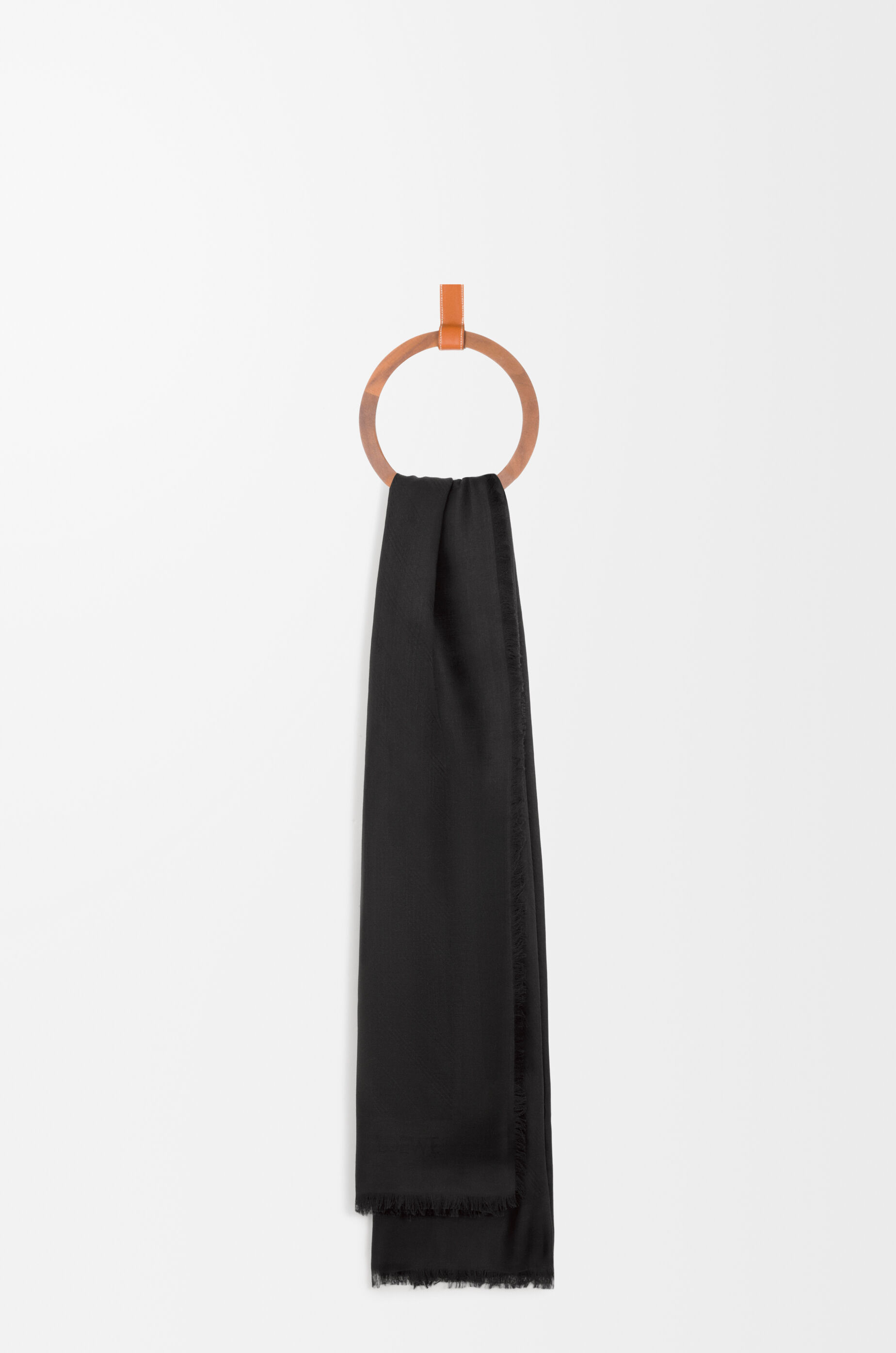 LOEWE Scarf in wool and silk Dark Coffee