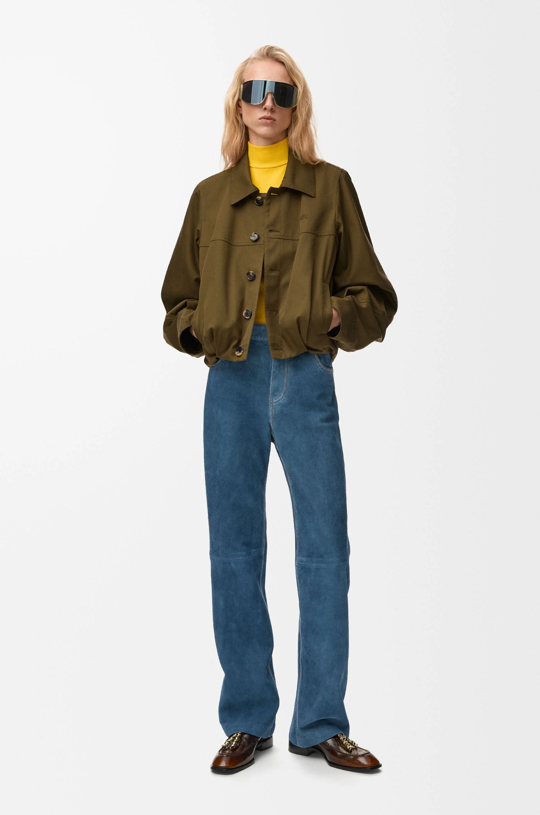 LOEWE Jacket in cotton and silk Khaki Green