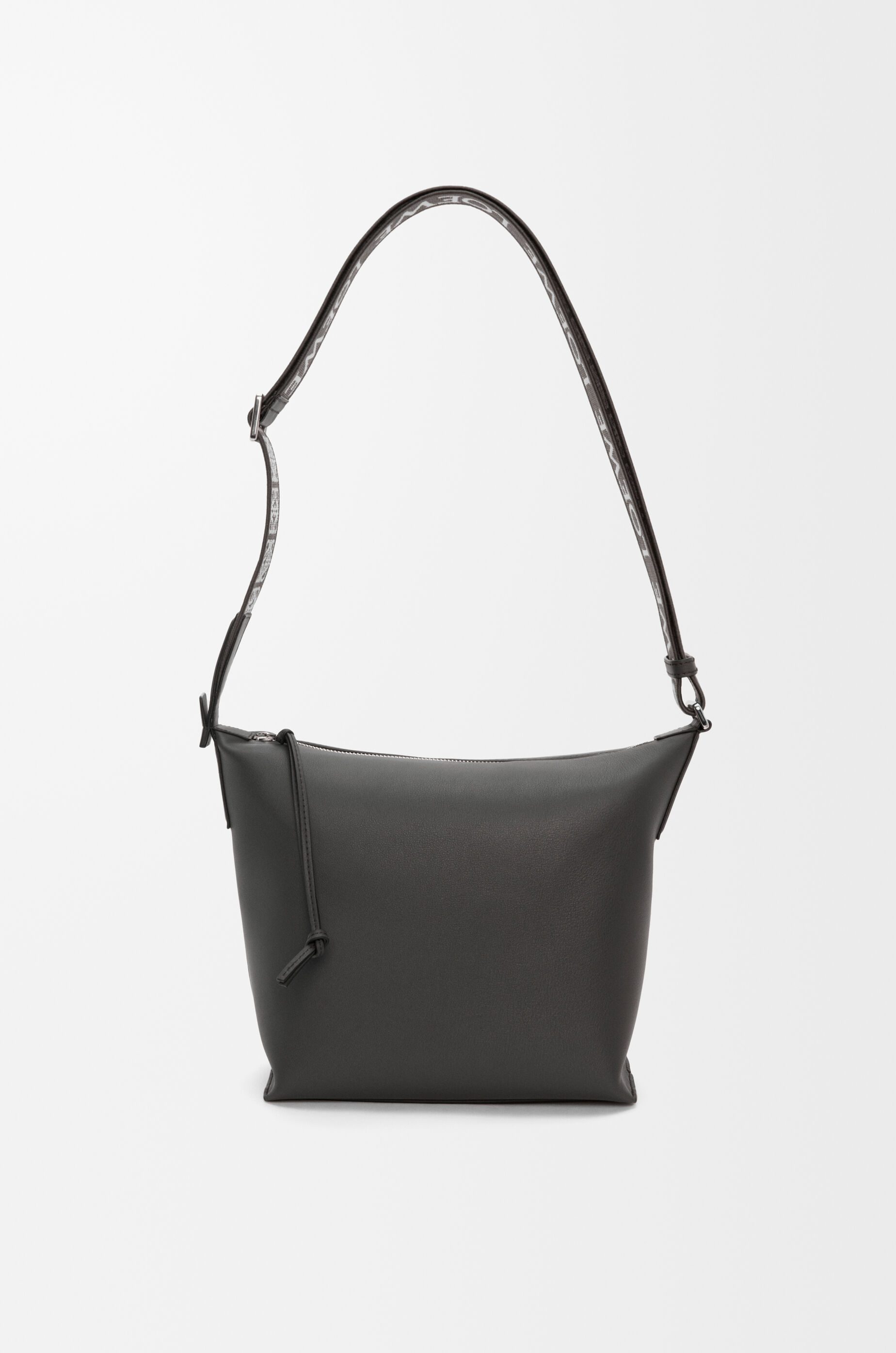 LOEWE Small Cubi Crossbody bag in supple smooth calfskin and jacquard Dark Grey