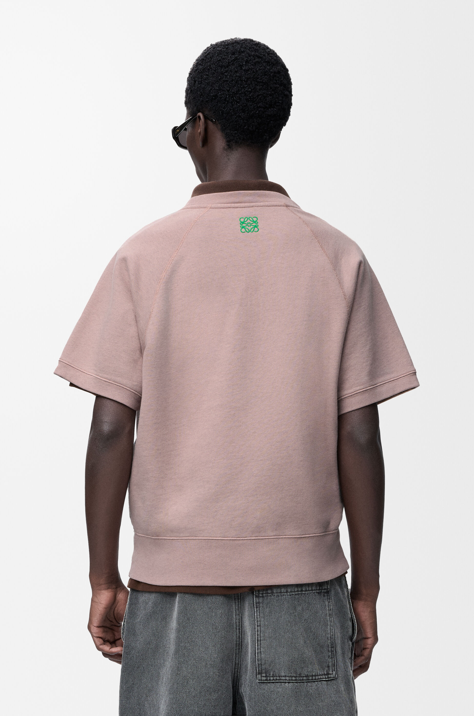 LOEWE Short sleeve sweatshirt in cotton Light Pink