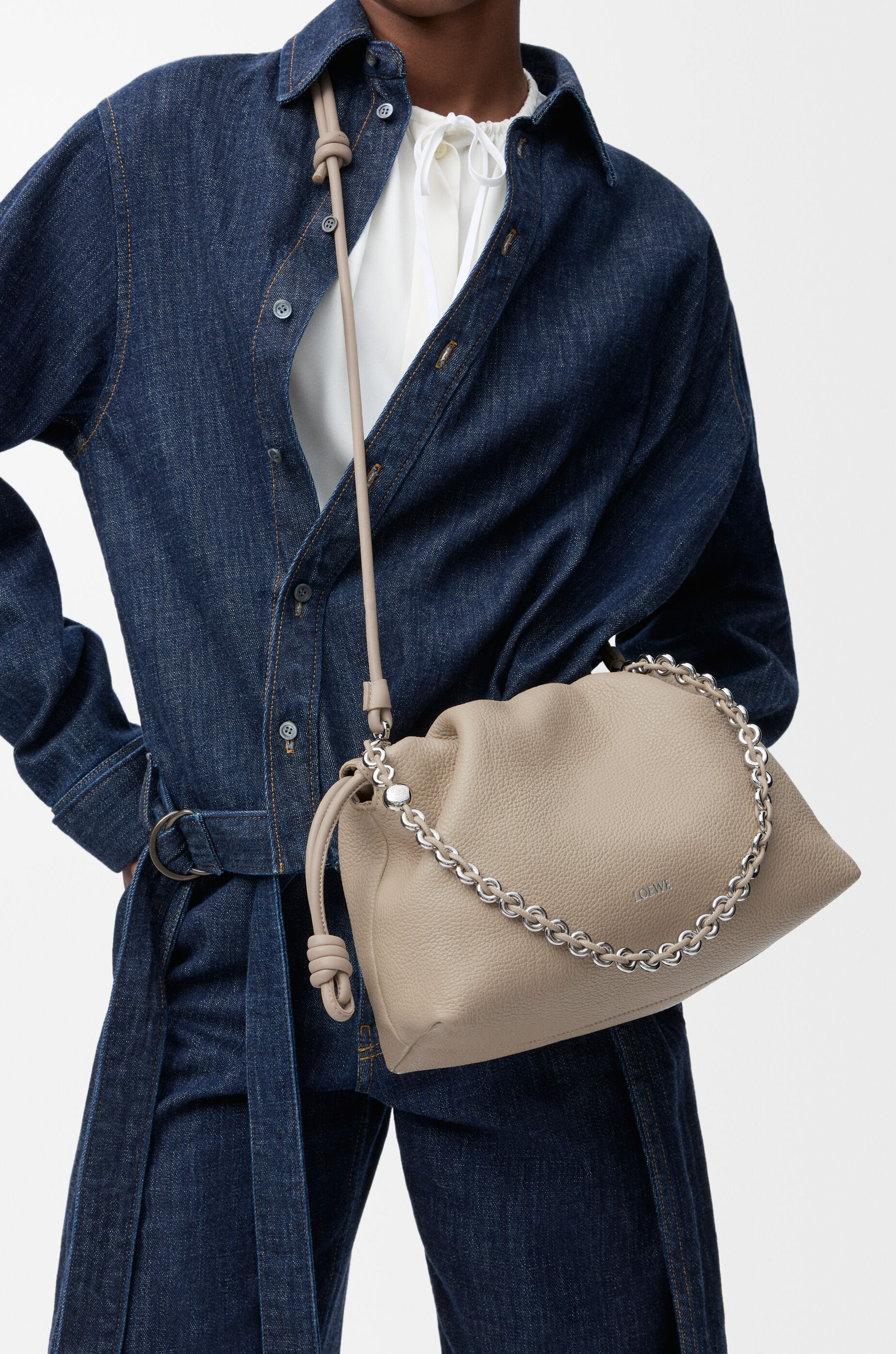 LOEWE Medium Flamenco purse in fine grained calfskin Clay