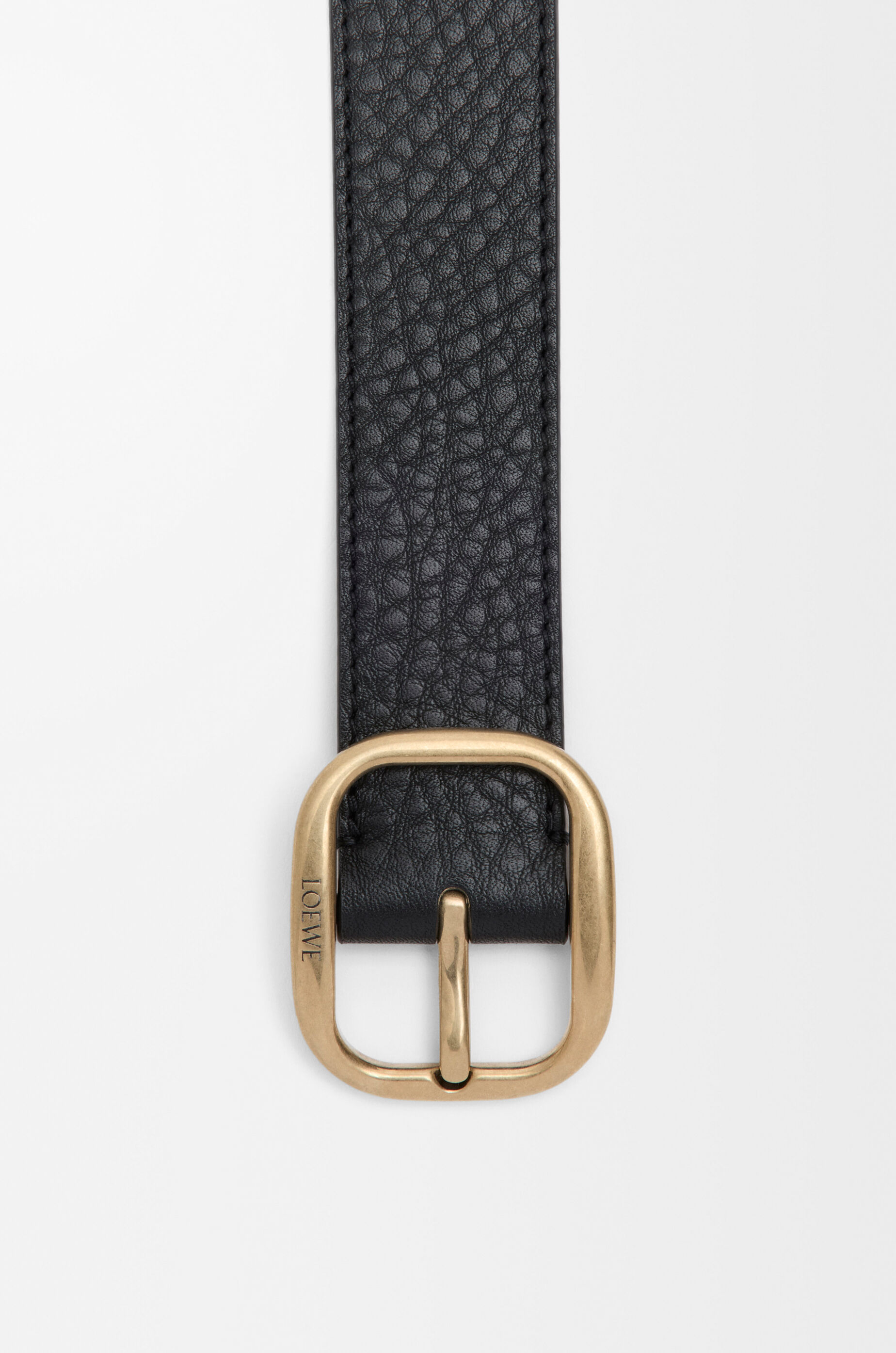 LOEWE Rounded soft belt in supple grained calfskin Black/Gold