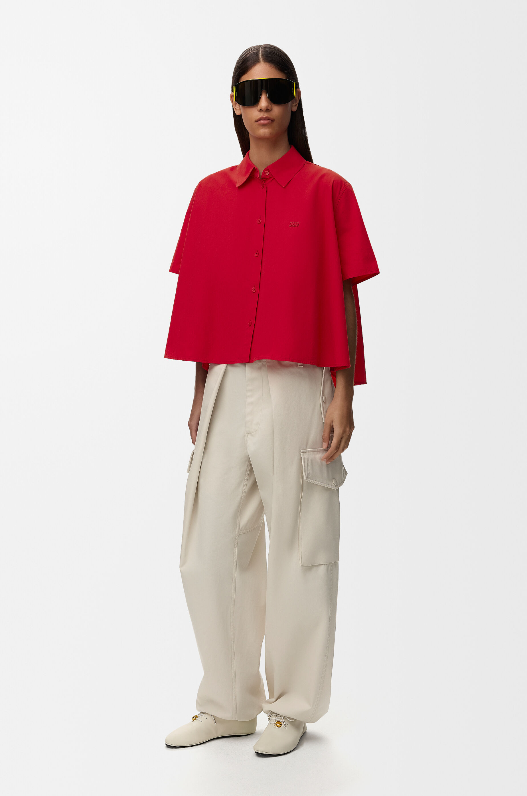 LOEWE Short sleeve trapeze shirt in cotton Red