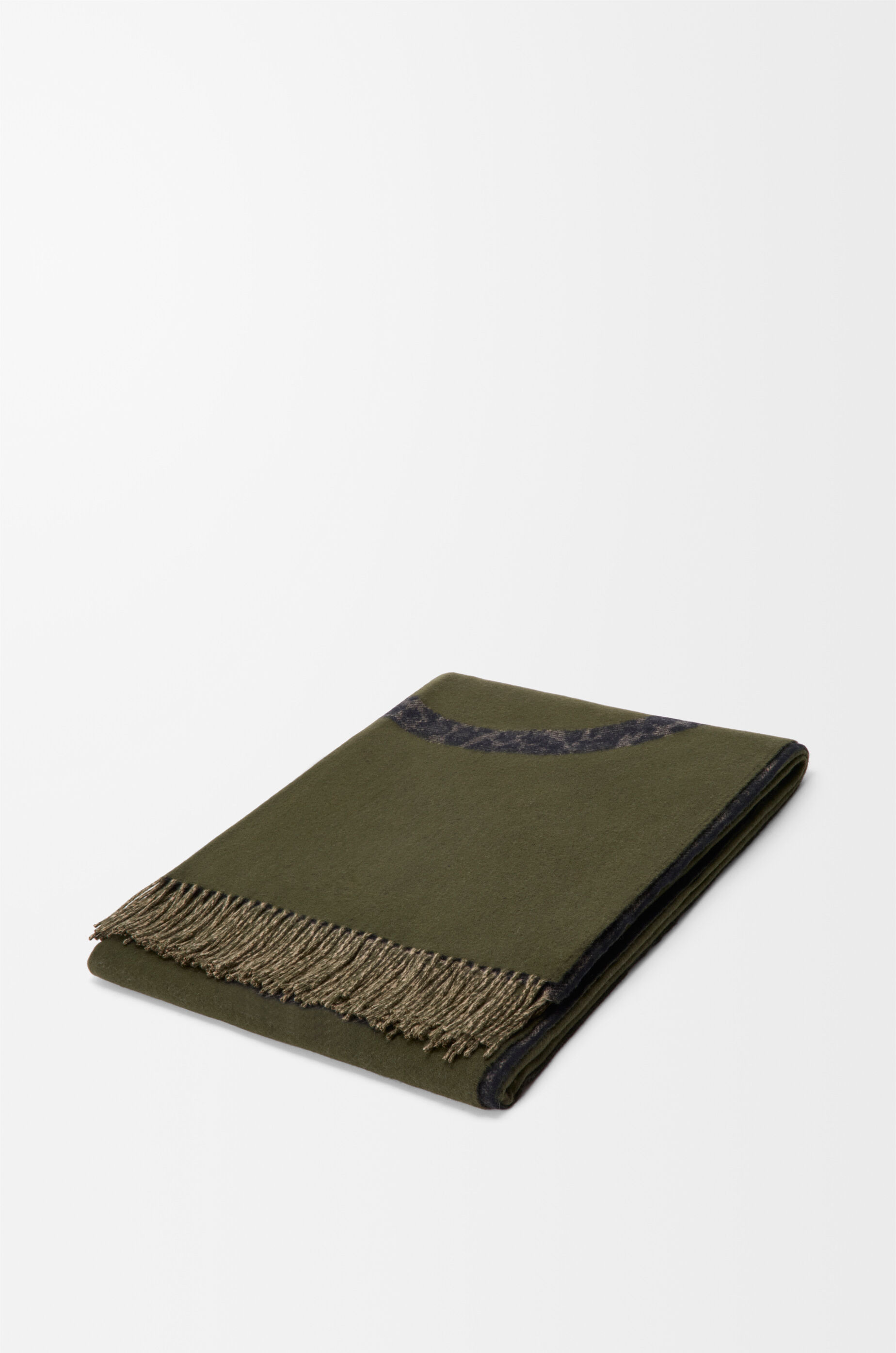 LOEWE Blanket in wool and cashmere Khaki Green/Black