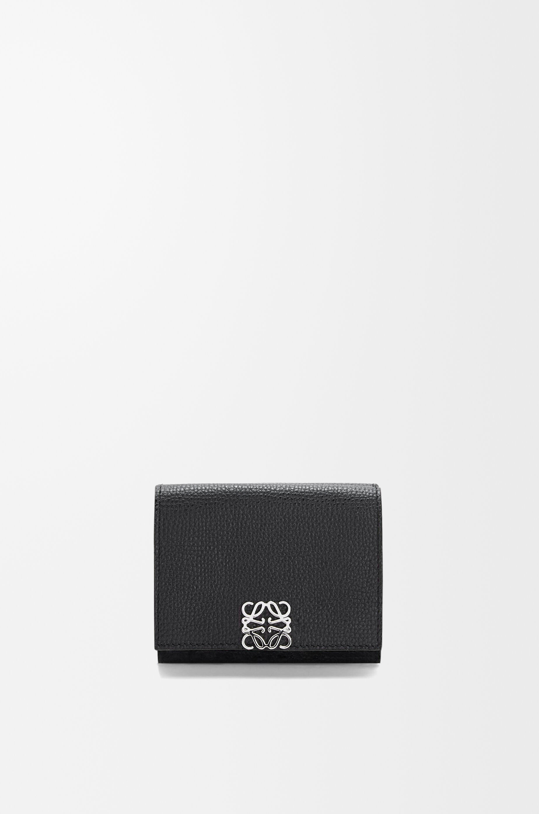 LOEWE Anagram trifold wallet in pebble grained calfskin Black