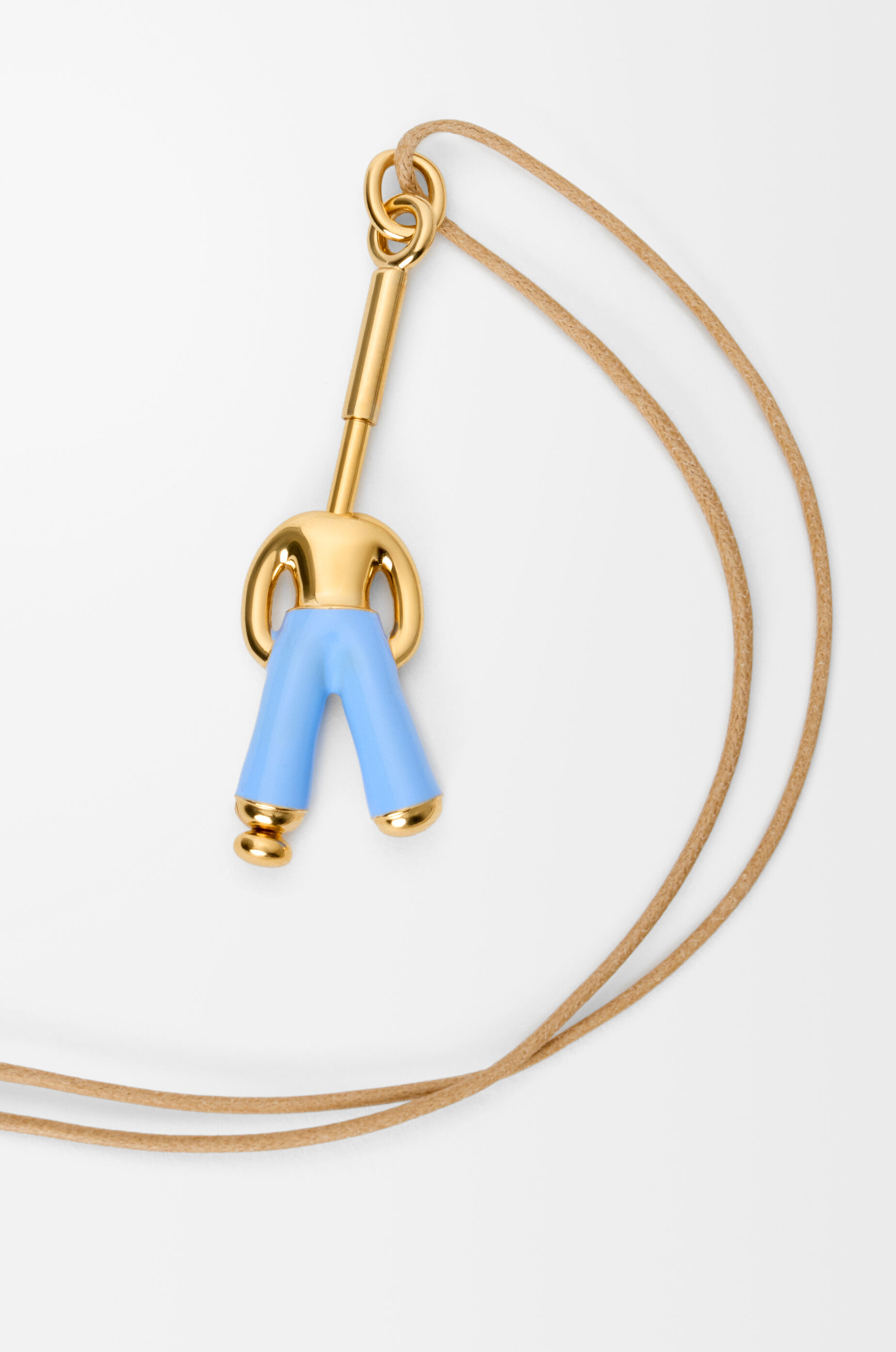 LOEWE Standing Acrobat necklace in sterling silver and enamel Gold/Blue