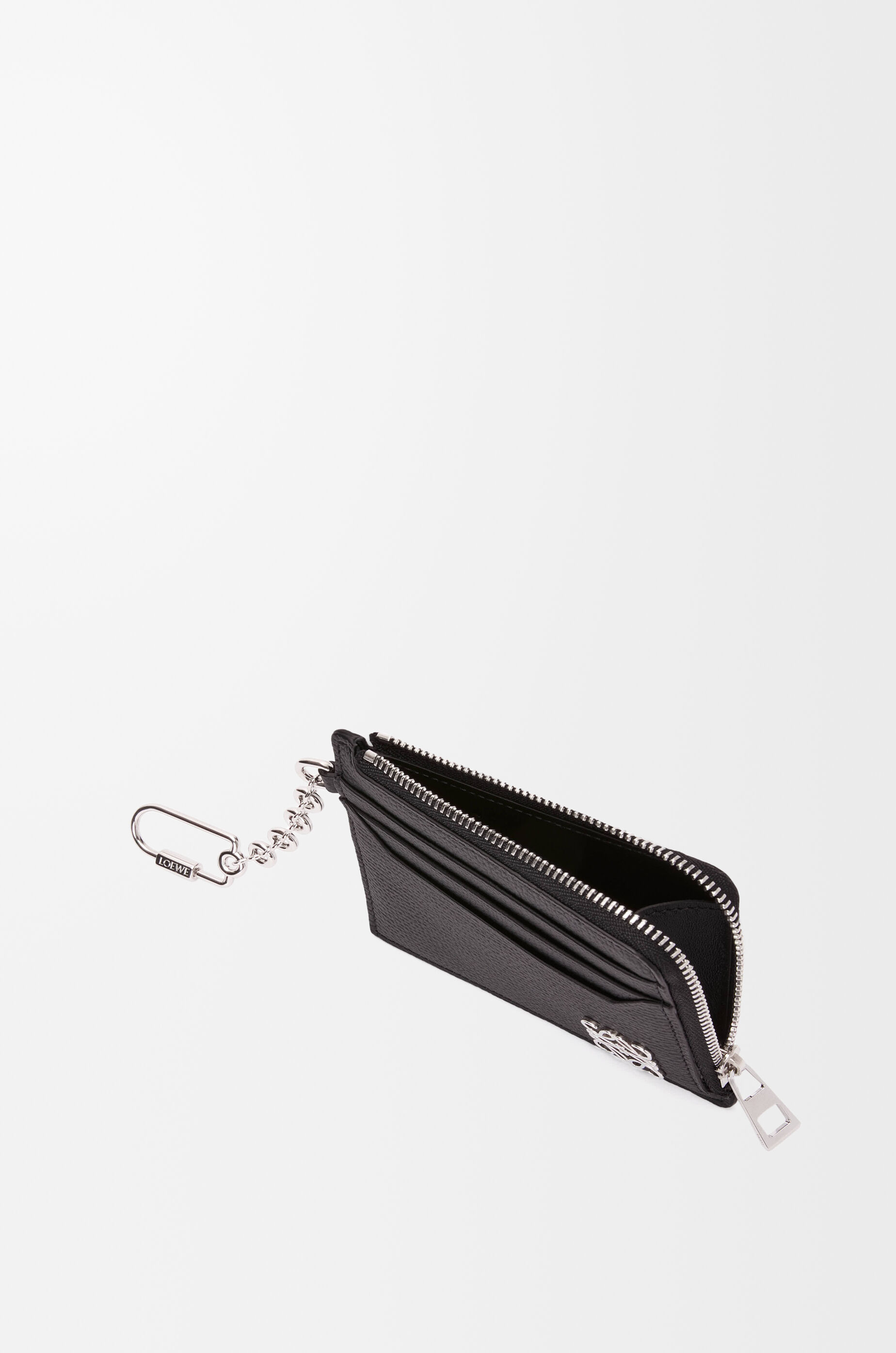 LOEWE Anagram square coin cardholder in pebble grained calfskin Black