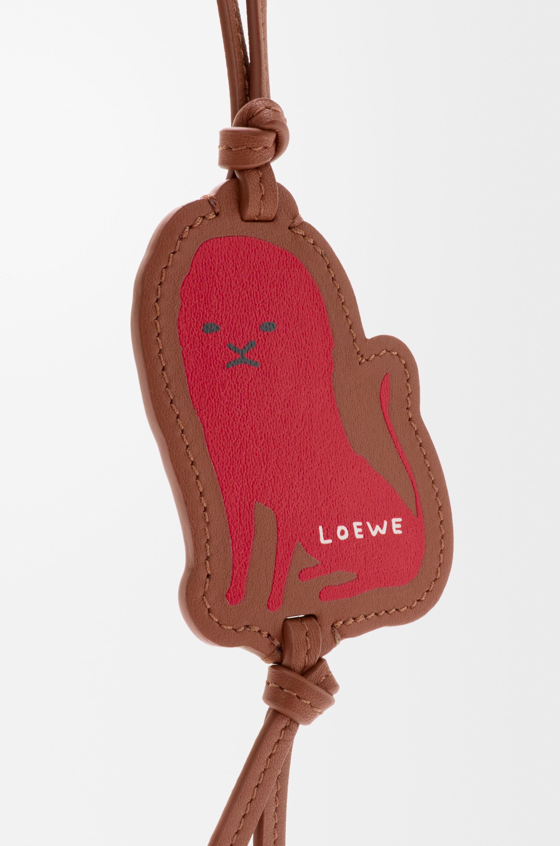LOEWE Lion tag charm Pecan/Red