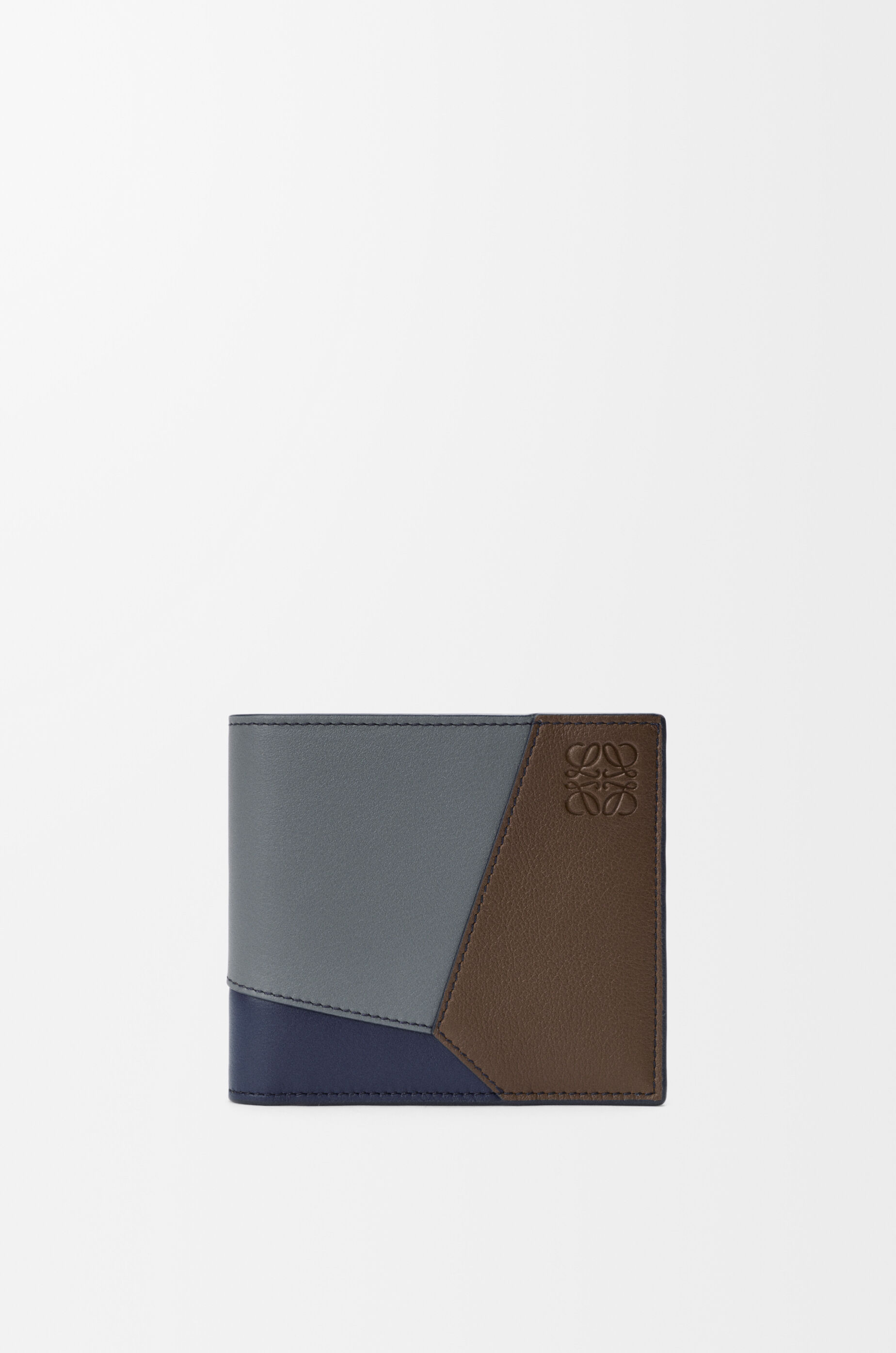 LOEWE Puzzle bifold wallet in classic calfskin Blue Grey/Navy