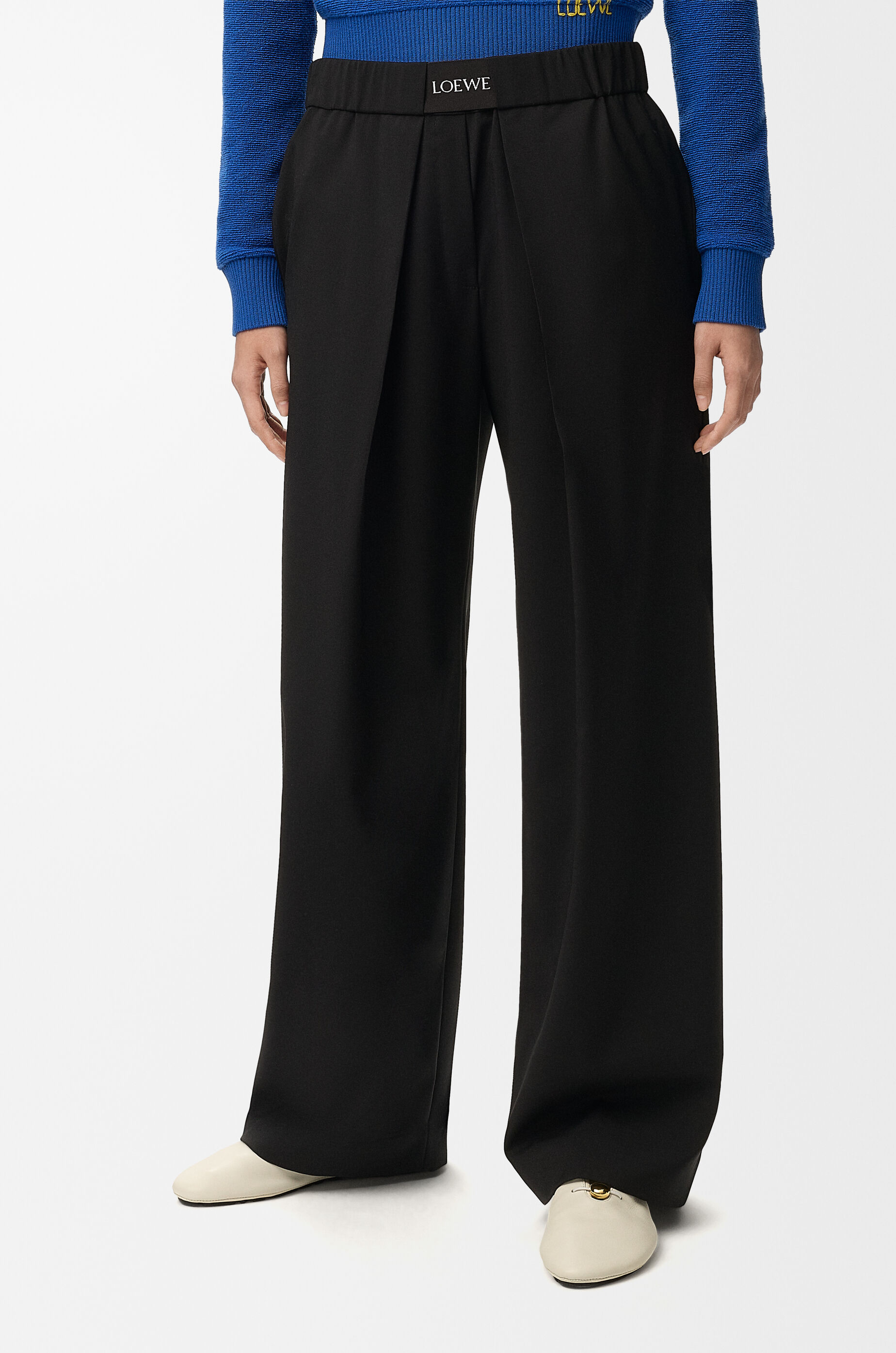 LOEWE Elasticated trousers in wool Black