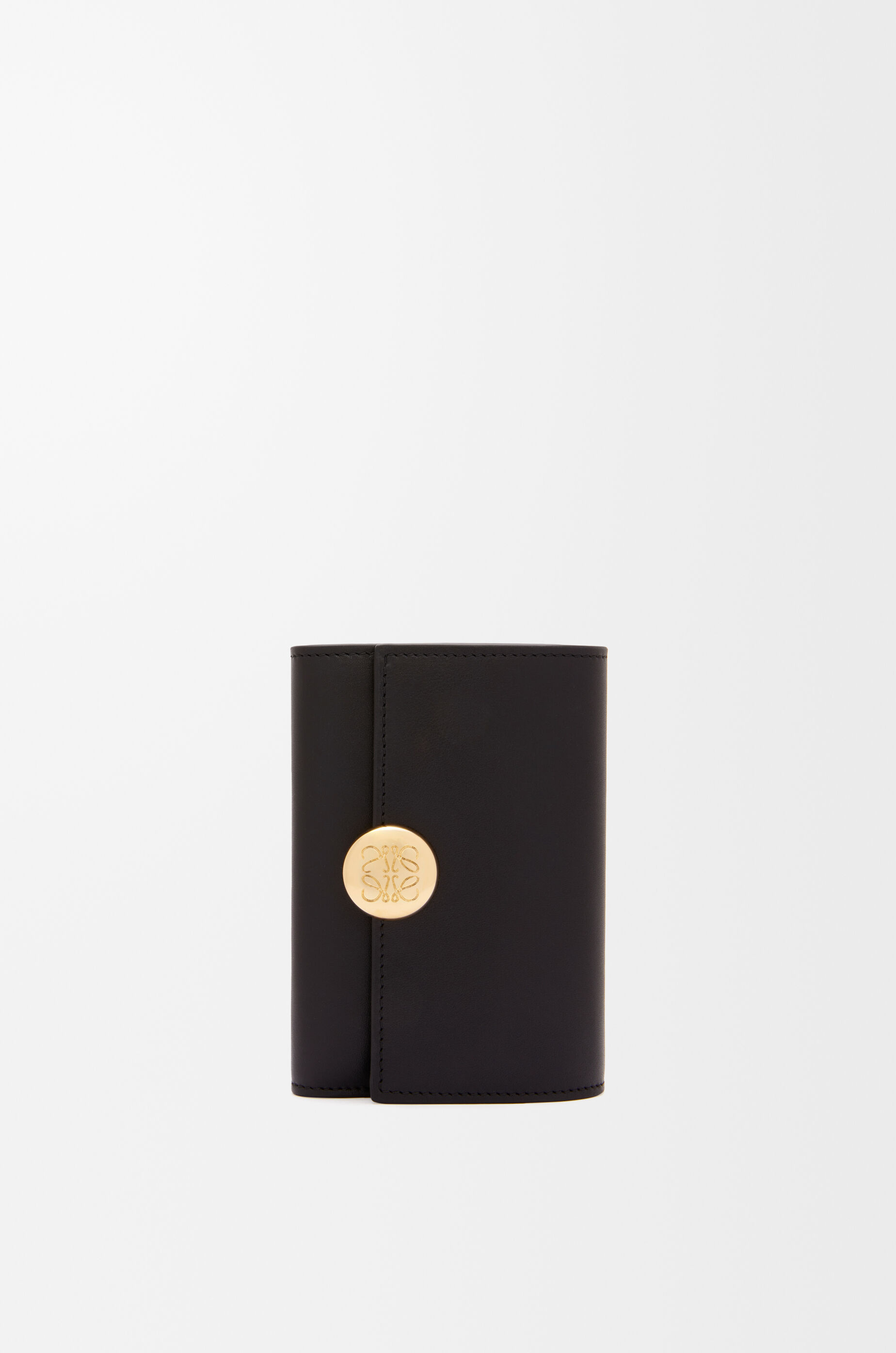 LOEWE Pebble small vertical wallet in shiny nappa calfskin Black