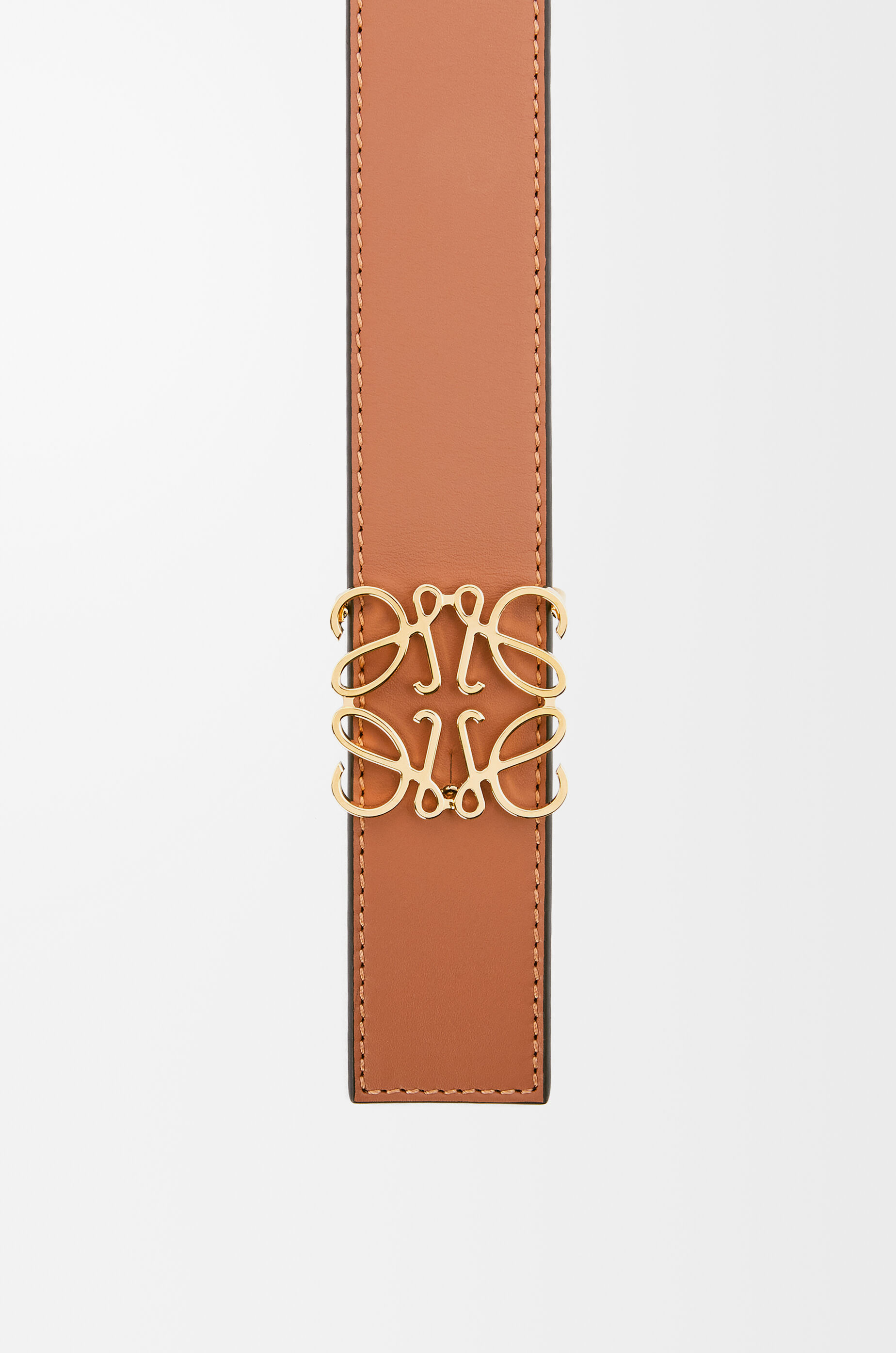 LOEWE Reversible Anagram belt in smooth calfskin Tan/Black/Gold