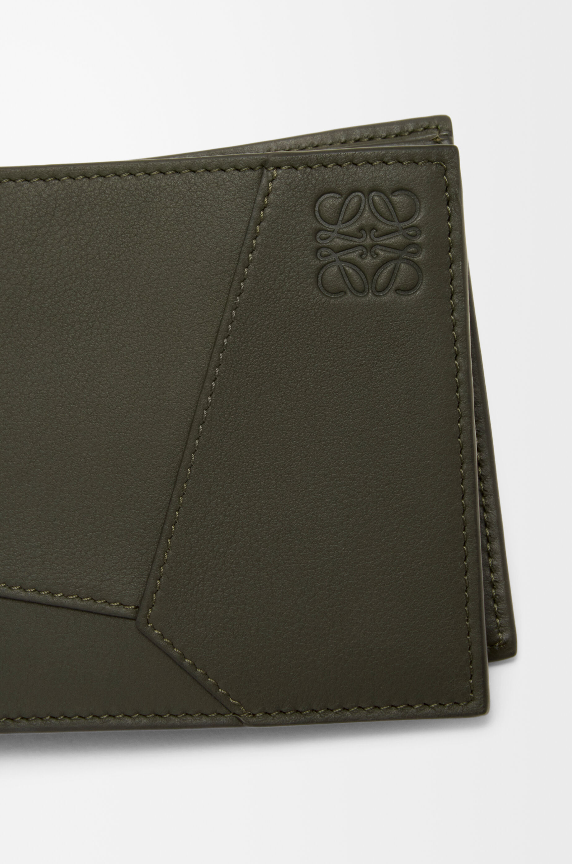 LOEWE Puzzle bifold coin wallet in classic calfskin Dark Khaki