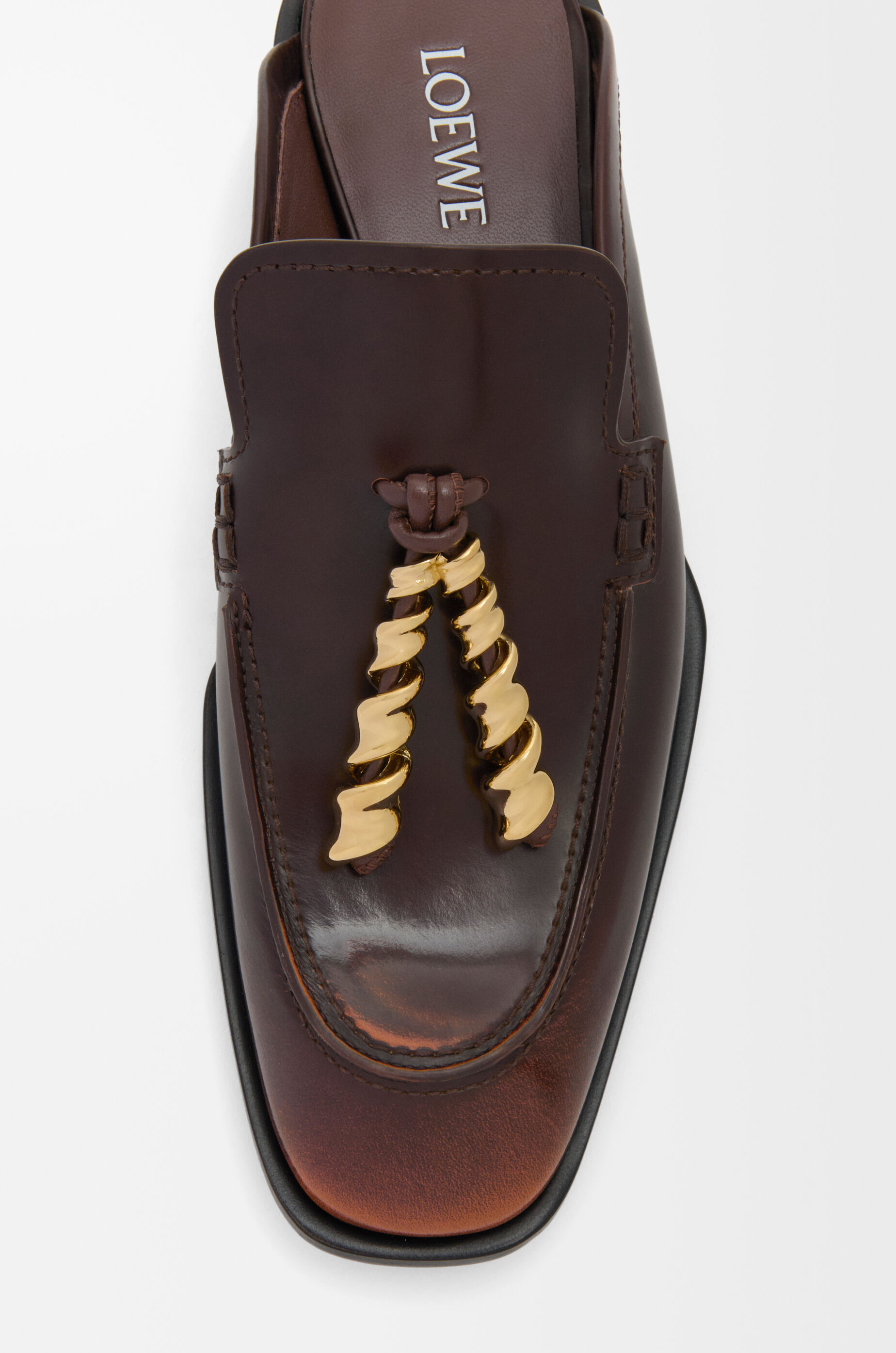LOEWE Edge loafer mule in brushed-off calfskin Brown