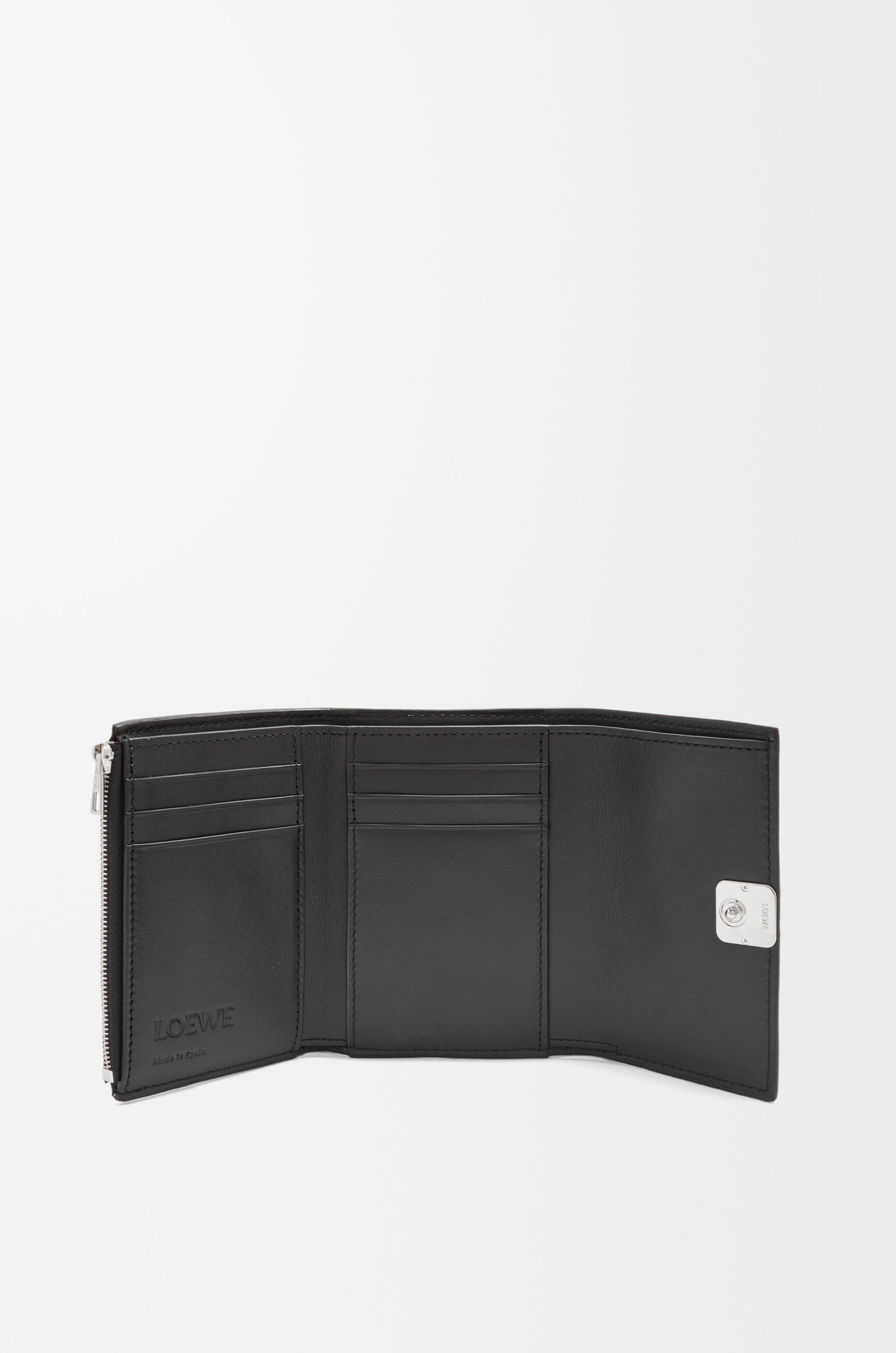 LOEWE Anagram small vertical wallet in pebble grained calfskin Black