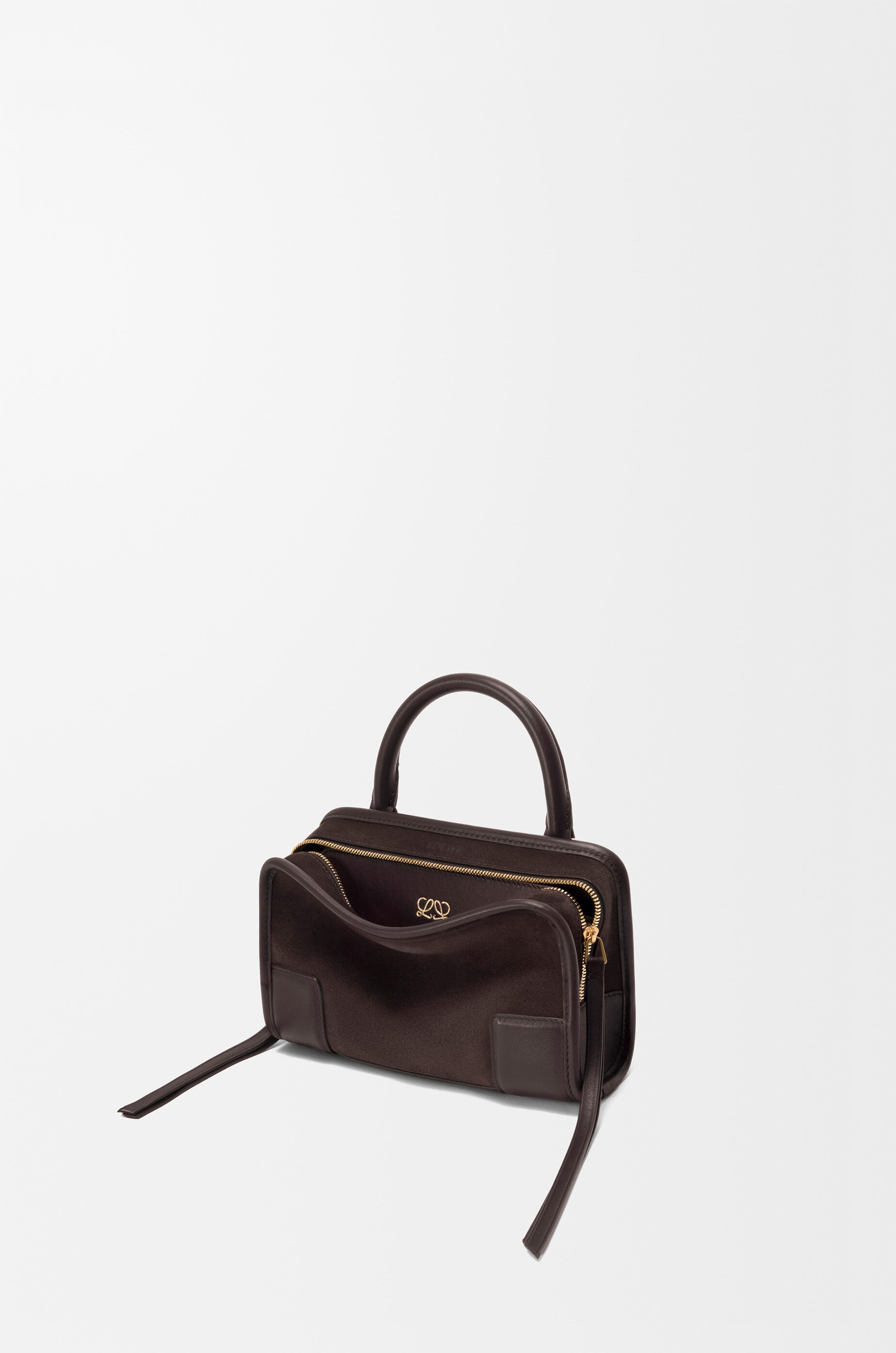 LOEWE Mini Amazona 180 bag in suede Dark Chestnut