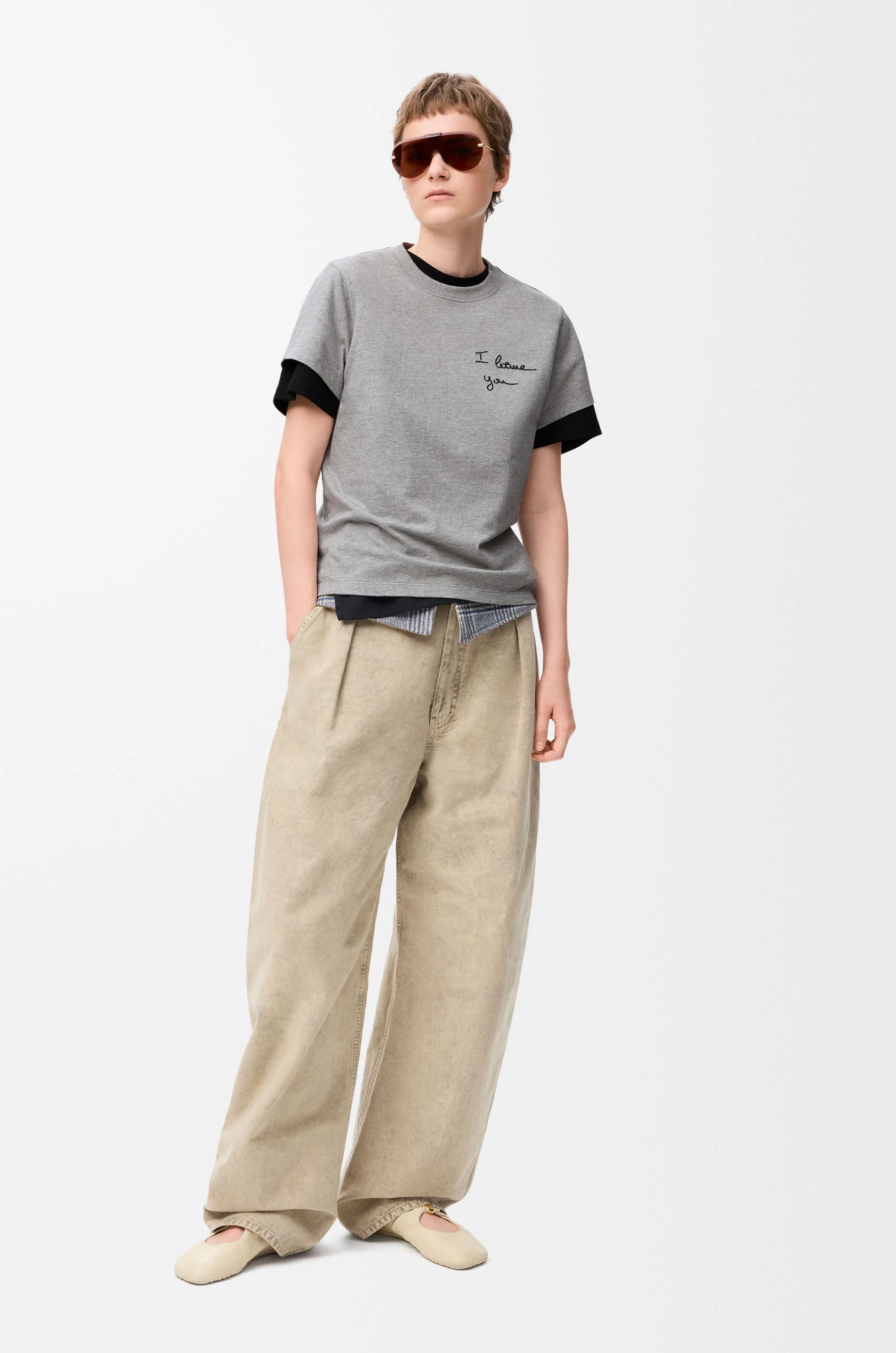 LOEWE Regular fit T-shirt in cotton Grey Melange