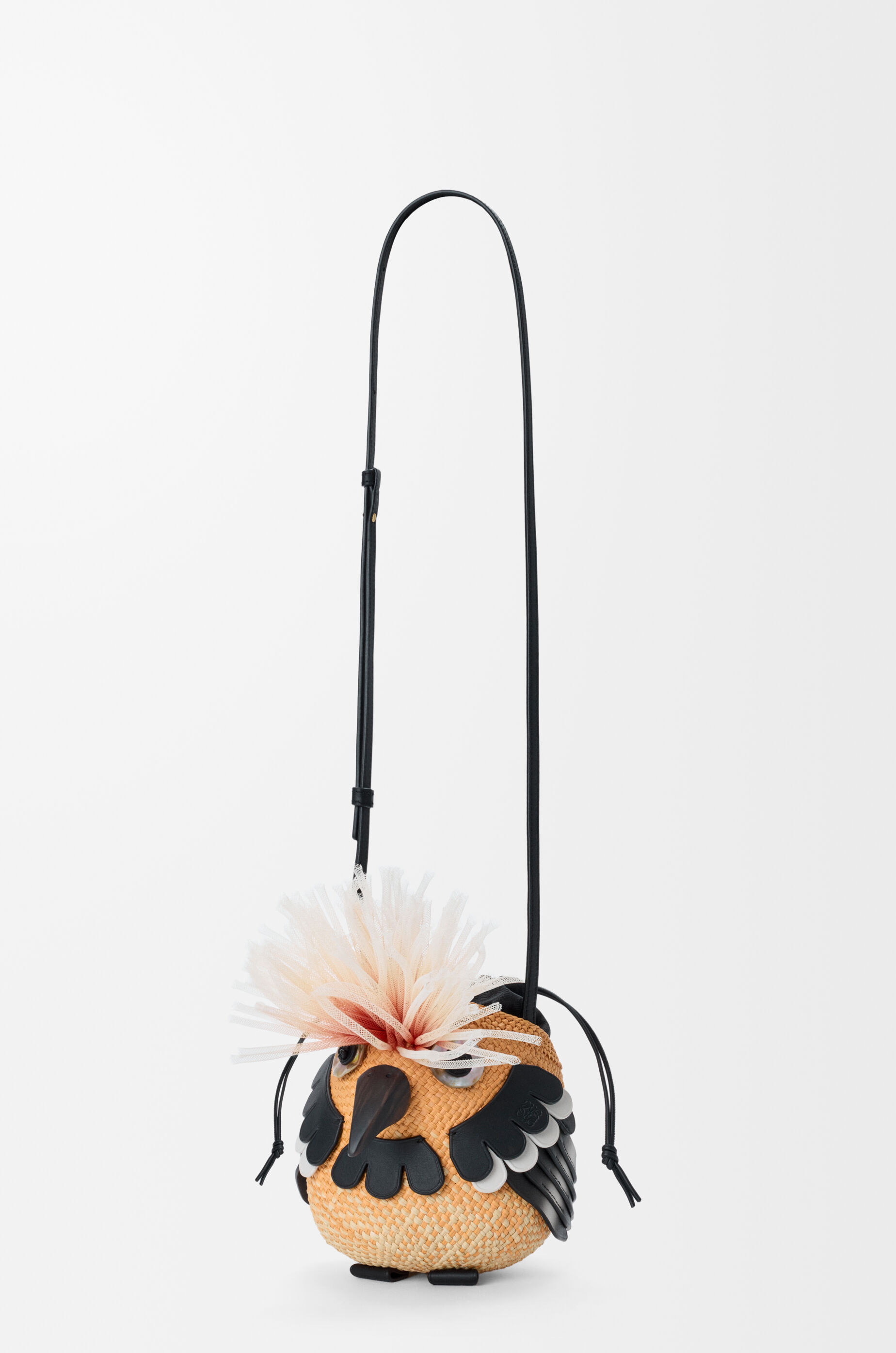 LOEWE Bird bag in iraca palm and calfskin Orange