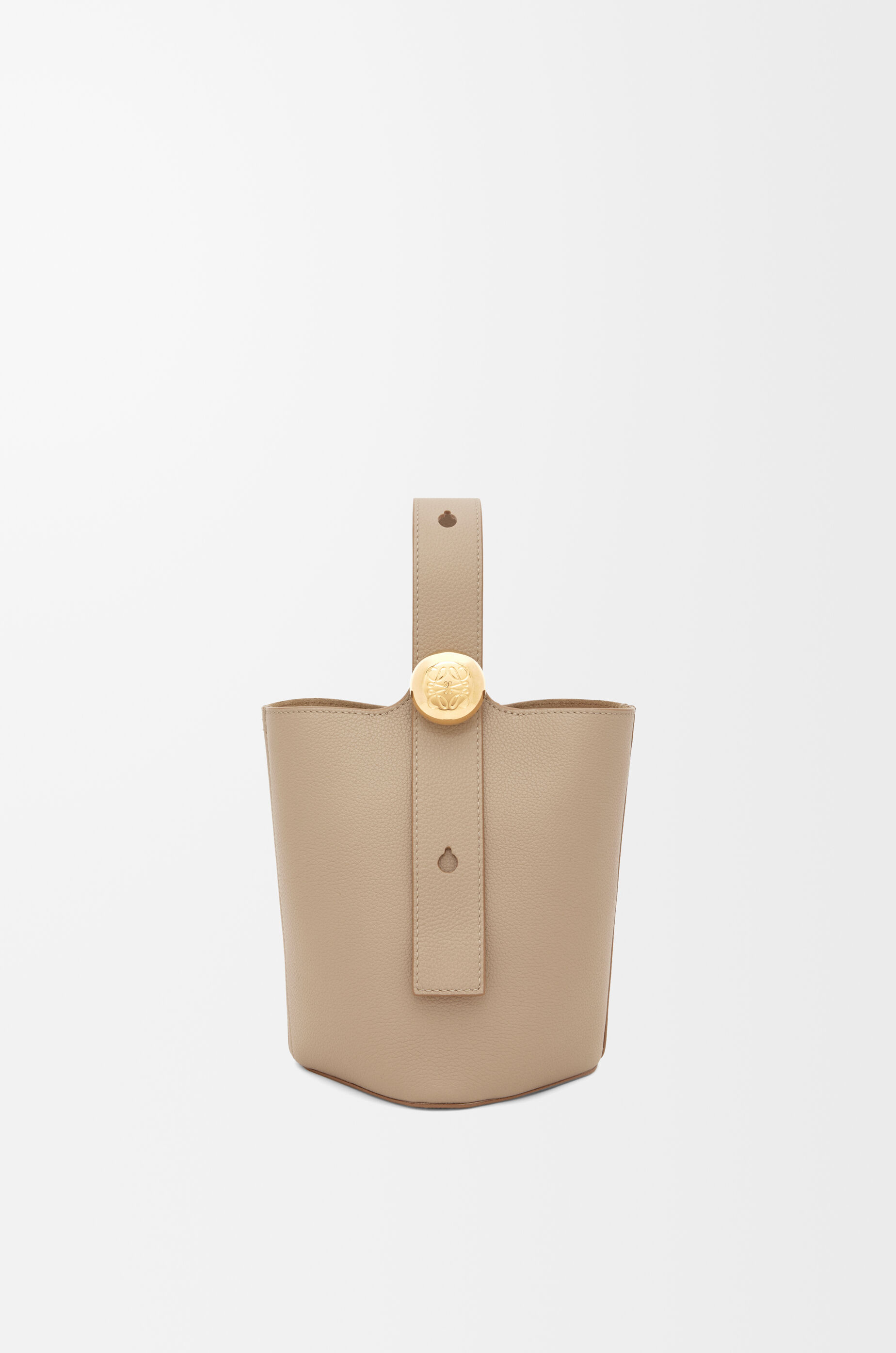 LOEWE Mini Pebble Bucket bag in soft grained calfskin Sand