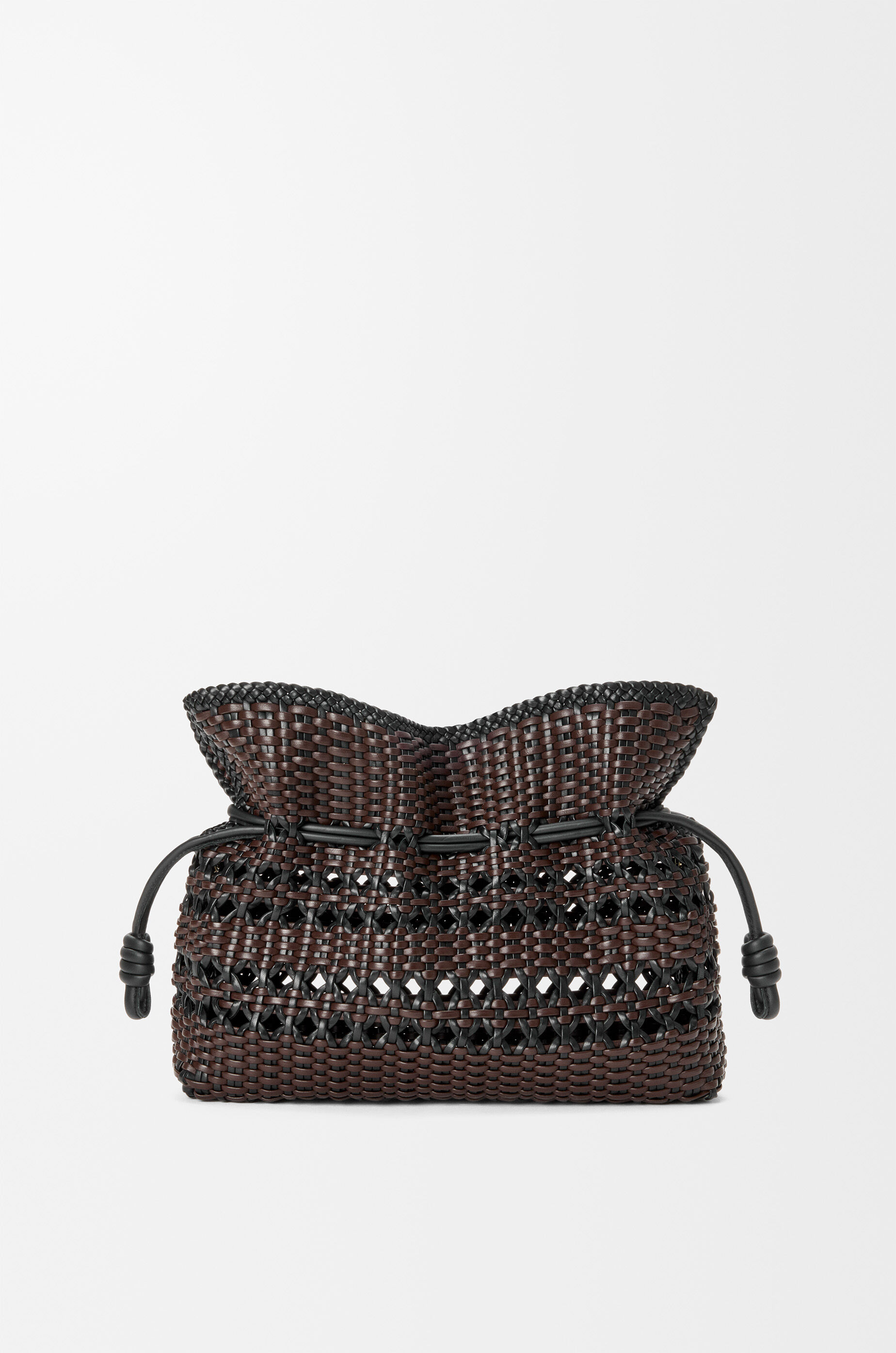 LOEWE Medium Flamenco clutch in woven nappa calfskin Black/Brown